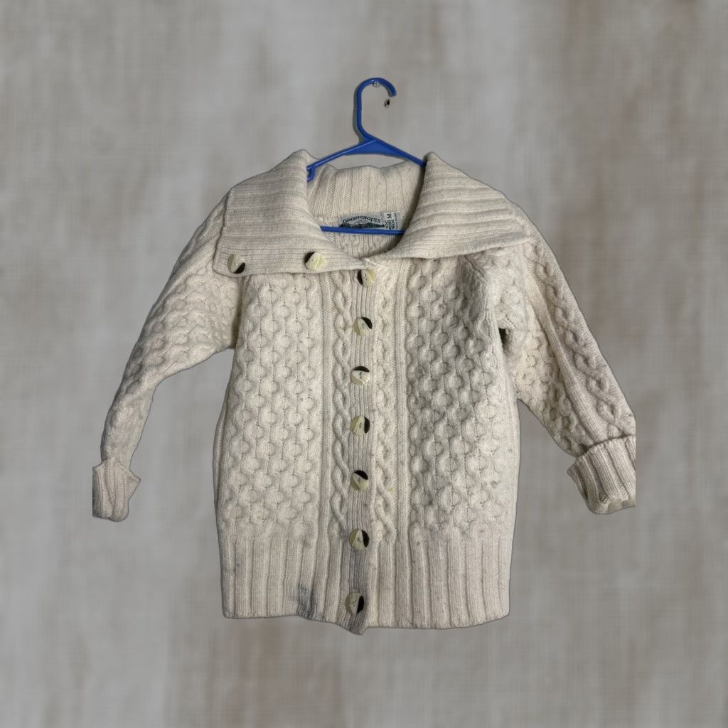 Vintage VINTAGE Aran Crafts Ireland Cardigan Womens Medium Wool Ivory Button Knit Size M / US 6-8 / IT 42-44 - 1 Thumbnail