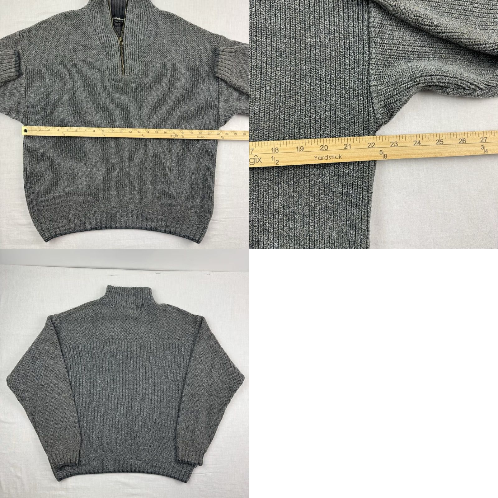 Eddie Bauer VINTAGE Eddie Bauer Sweater Pullover Quarter Zip Adult Medium Knit Gray USA 90s Mens Size US M / EU 48-50 / 2 - 8 Thumbnail