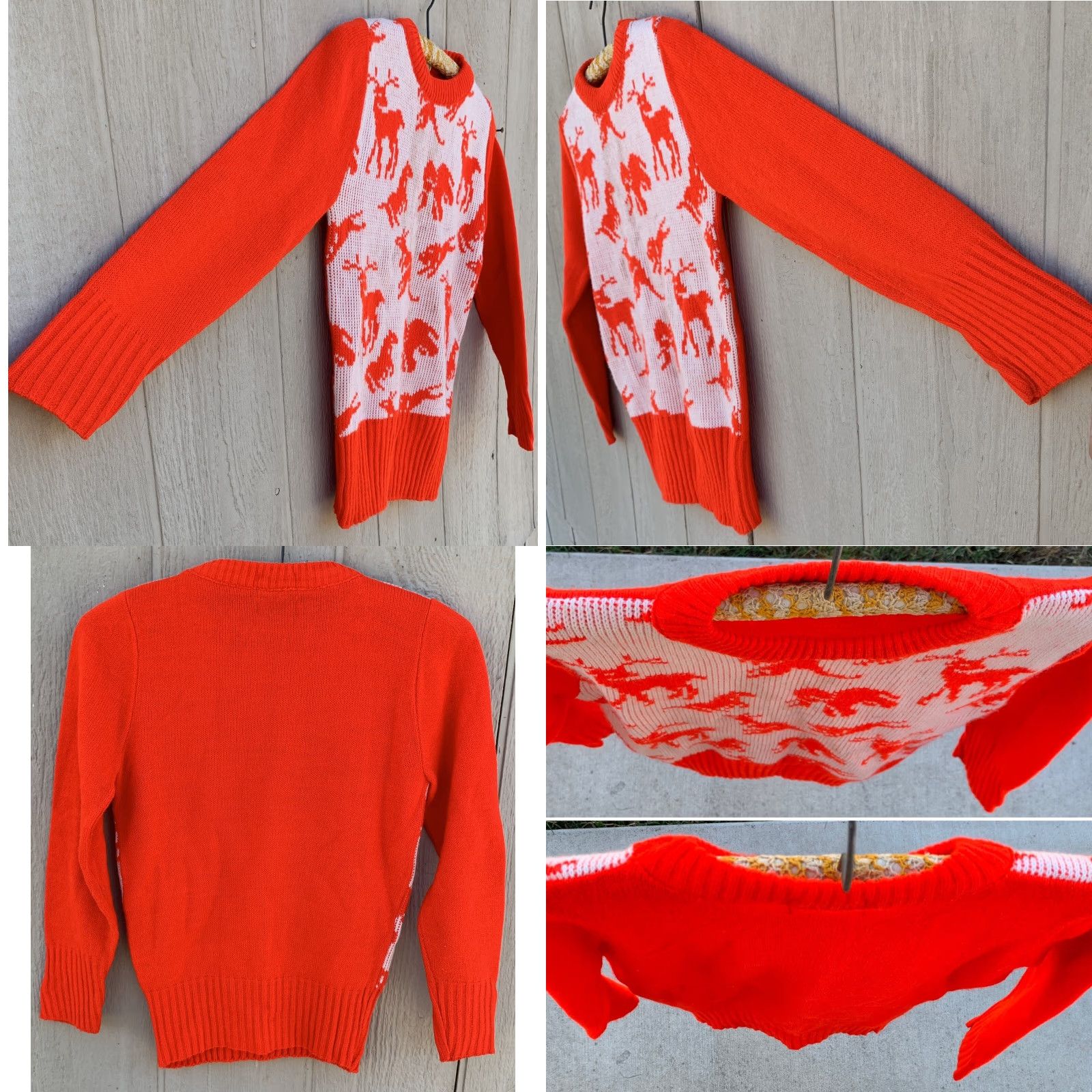 PONY VINTAGE Acrylic Knit Sweater Animals Deer Lion Elephant Horse Pony 60s Spuncraft Inc Sweater Women S Red Pullover KnIT Long Sleeve Knit Char/.. Size S / US 4 / IT 40 - 8 Thumbnail