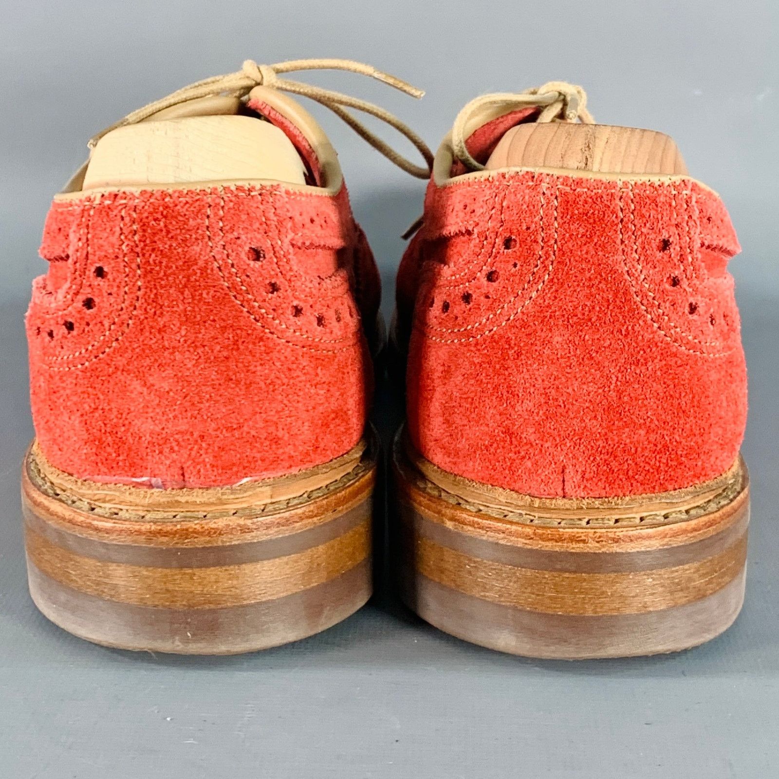 Allen Edmonds 7 Strandmok Red Perforated Suede Oxford Lace-Up Shoes Size US 7 / EU 40 - 3 Thumbnail