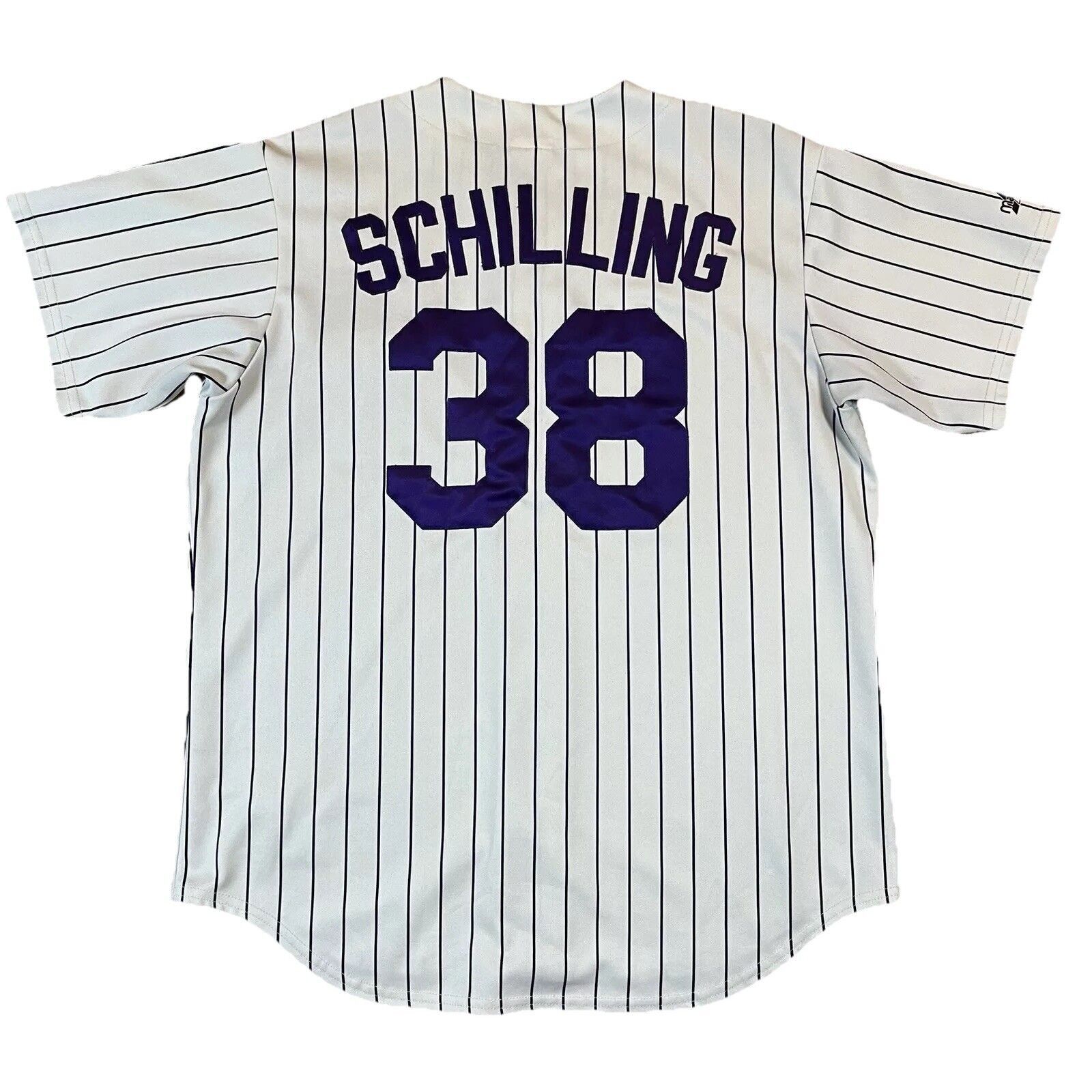 Vintage Curt Schilling Diamondbacks Pinstripe Jersey Large