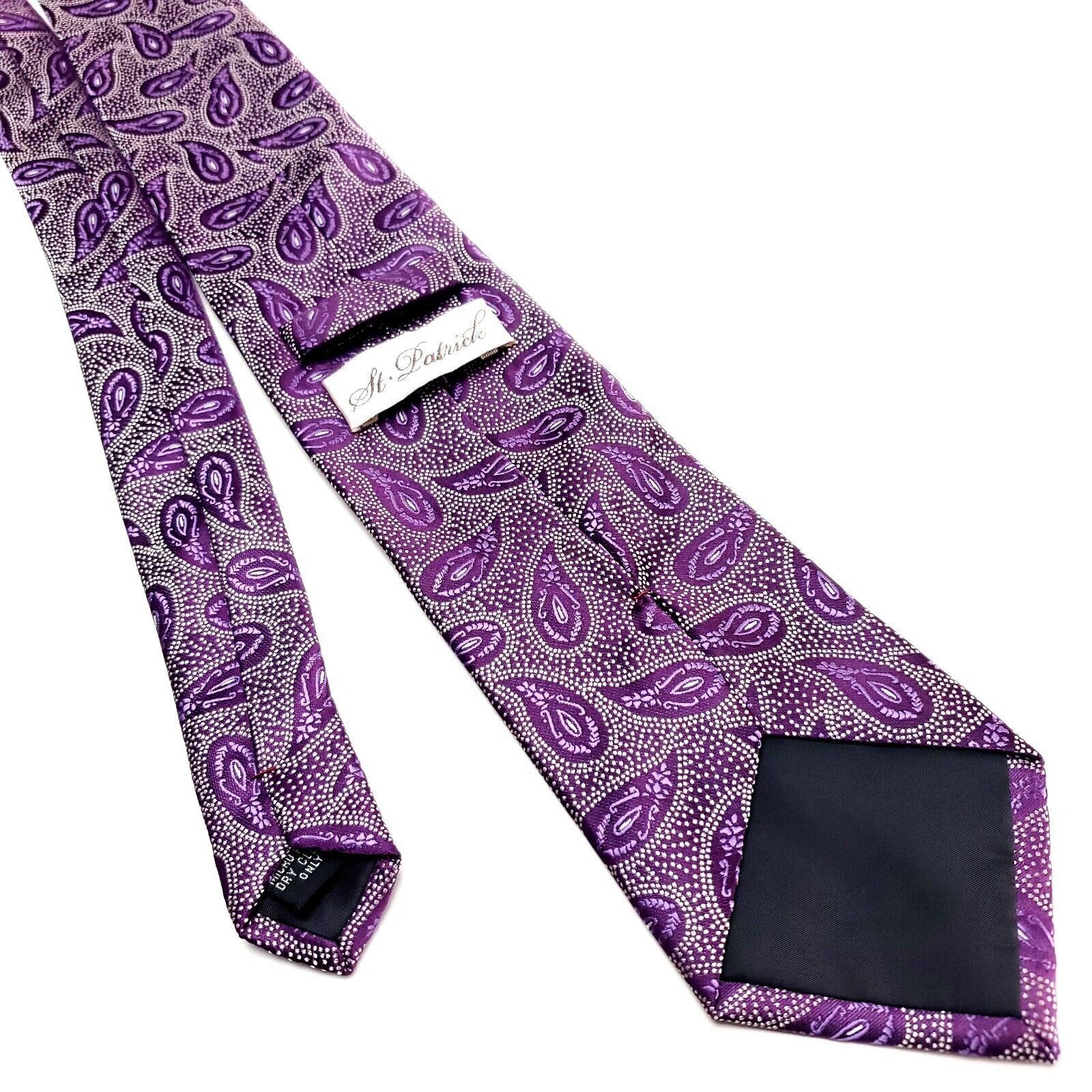 Designer St. Patrick Purple Silk Tie Woven Paisley Size ONE SIZE - 3 Thumbnail