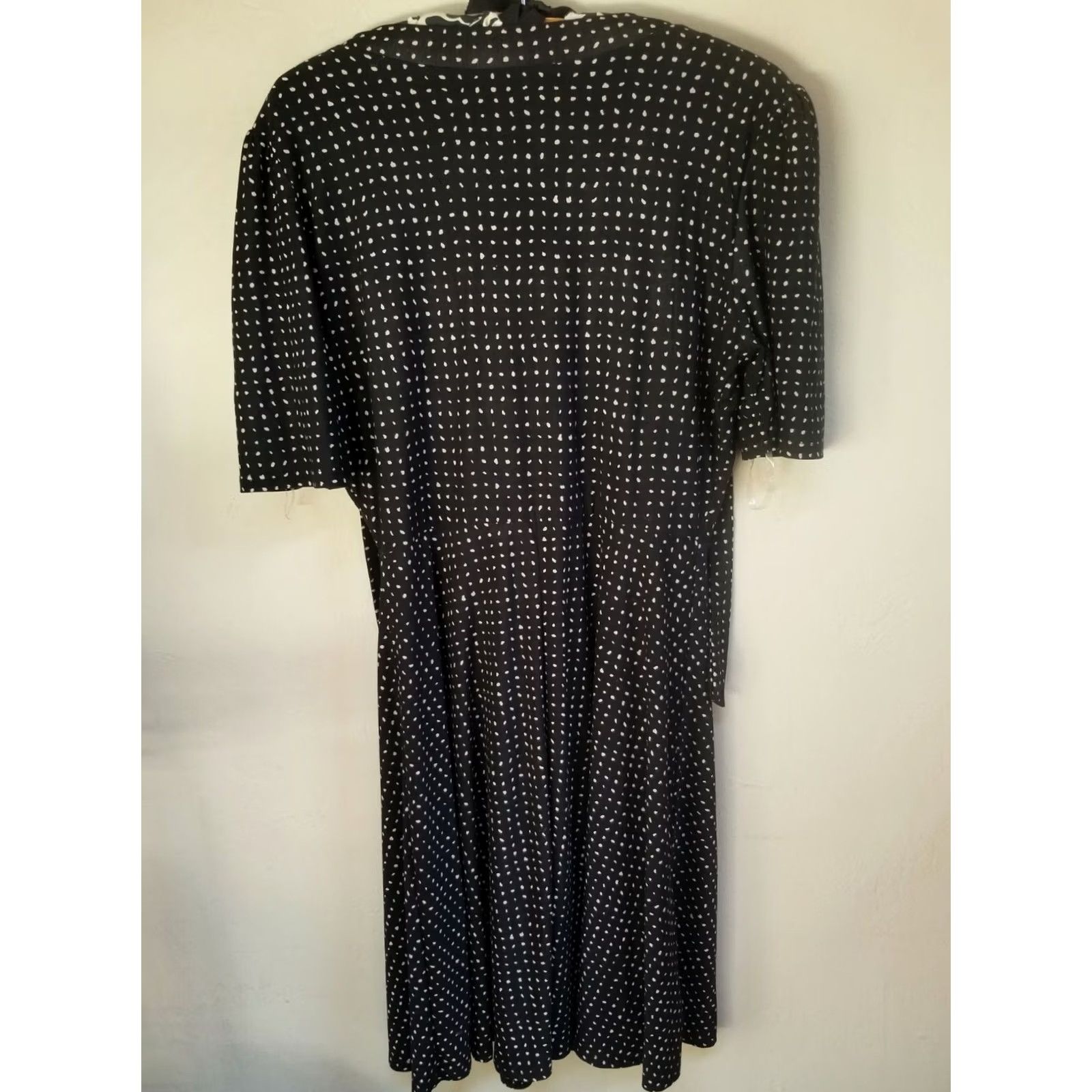 Vintage Gilli Womens Scoop Neck Polka Dot Stretch Puff Sleeve Flare Dress Black Sz Large Size L / US 10 / IT 46 - 2 Thumbnail
