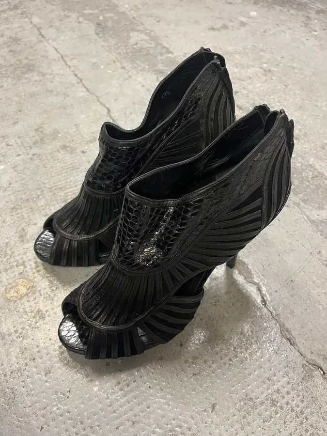 Dior Christian Dior Black Python Leather Heels Size US 8.5 / IT 38.5 - 3 Thumbnail