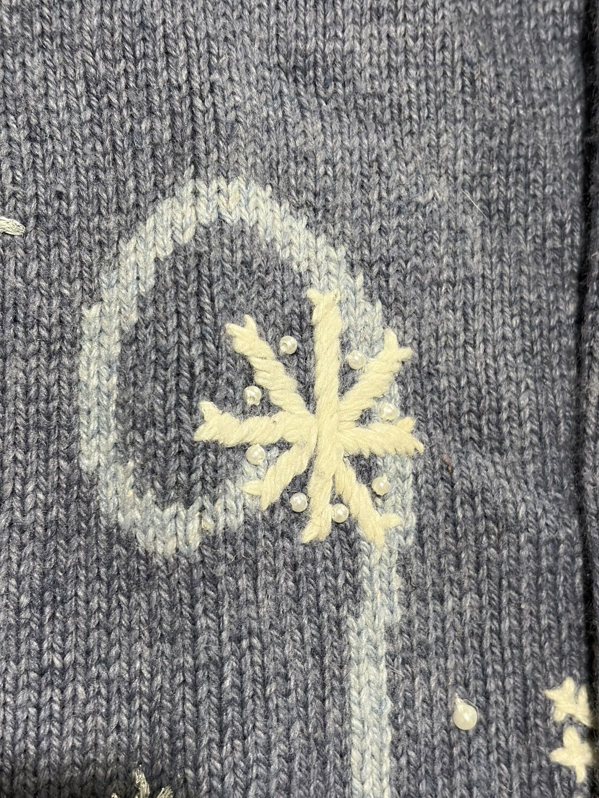 Croft & Barrow Croft & Barrow Sweater Snowflake Holiday Beaded Zip Cardigan Size L / US 10 / IT 46 - 3 Thumbnail