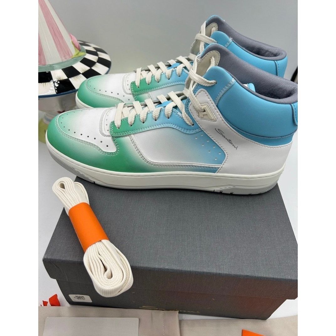 Santoni Mens Santoni logo print high top leather sneakers size 12 US Size US 12 / EU 45 - 6 Thumbnail