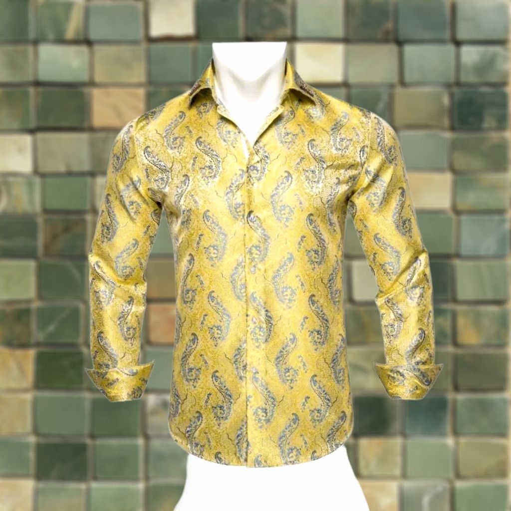 Vintage DiBanGu Paisley Silk Shirt Button Down Long Sleeve Casual Slim Fit 2XL Mens Size US XXL / EU 58 / 5 - 1 Thumbnail