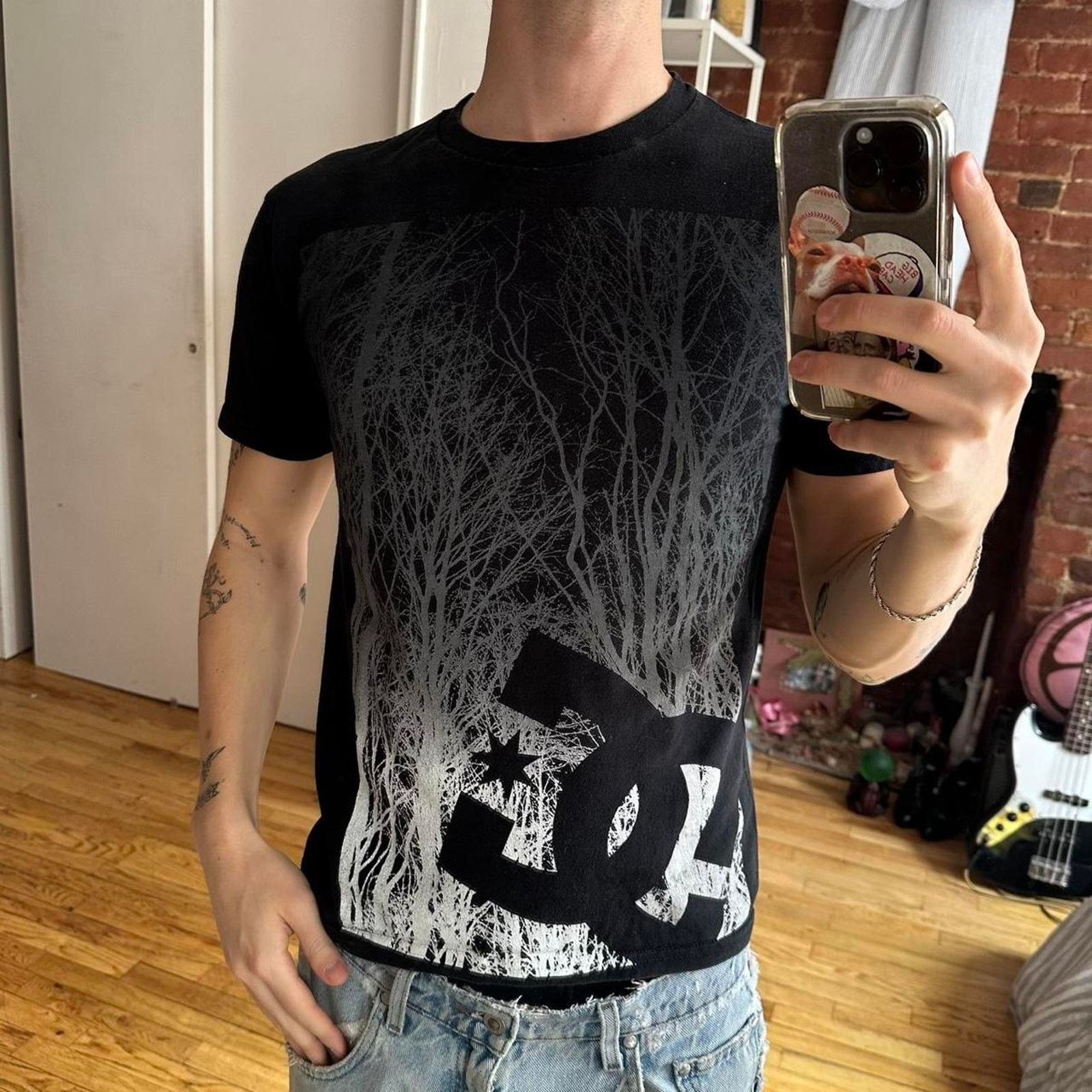 DC Black Faded Tight Y2K 2000s DC Skate Graphic AOP Shirt Size US S / EU 44-46 / 1 - 5 Thumbnail