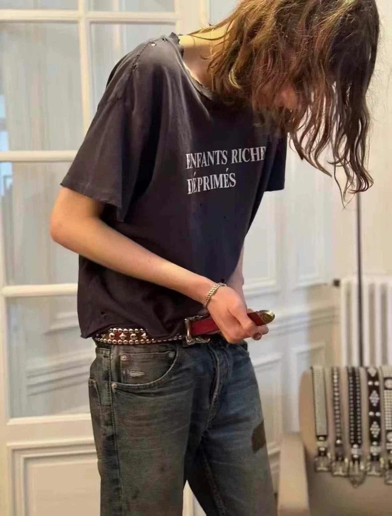 Enfants Riches Deprimes Enfants Riches Deprimes Bordeaux Red Red Studded Belt 2501 Size ONE SIZE - 6 Thumbnail