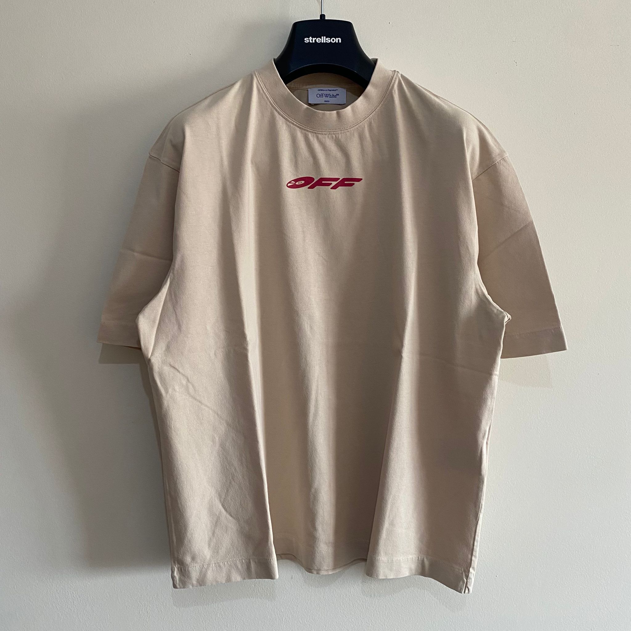 Off-White Beige Records Logo Oversized Skate T-Shirt Size US XXS / EU 40 - 2 Thumbnail