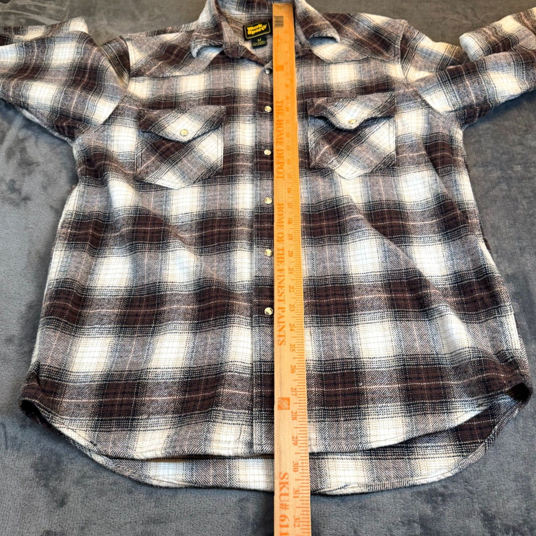 Vintage Work n Sport Brown Plaid Heavy Flannel Pearl Snap Western Shirt Mens M Size US M / EU 48-50 / 2 - 7 Thumbnail