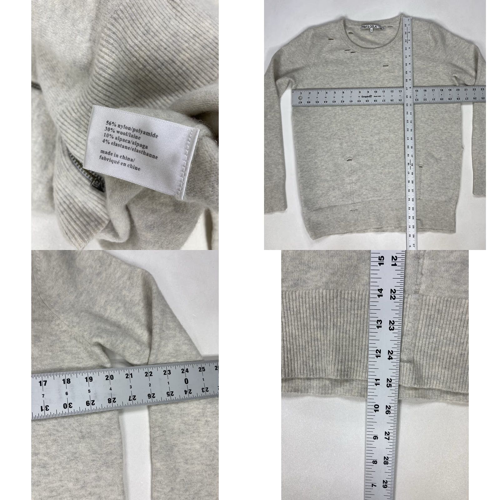 Vintage Pam & Gela Distressed Wool Blend Crewneck Sweater Women Medium Gray Long Sleeve Size M / US 6-8 / IT 42-44 - 8 Thumbnail