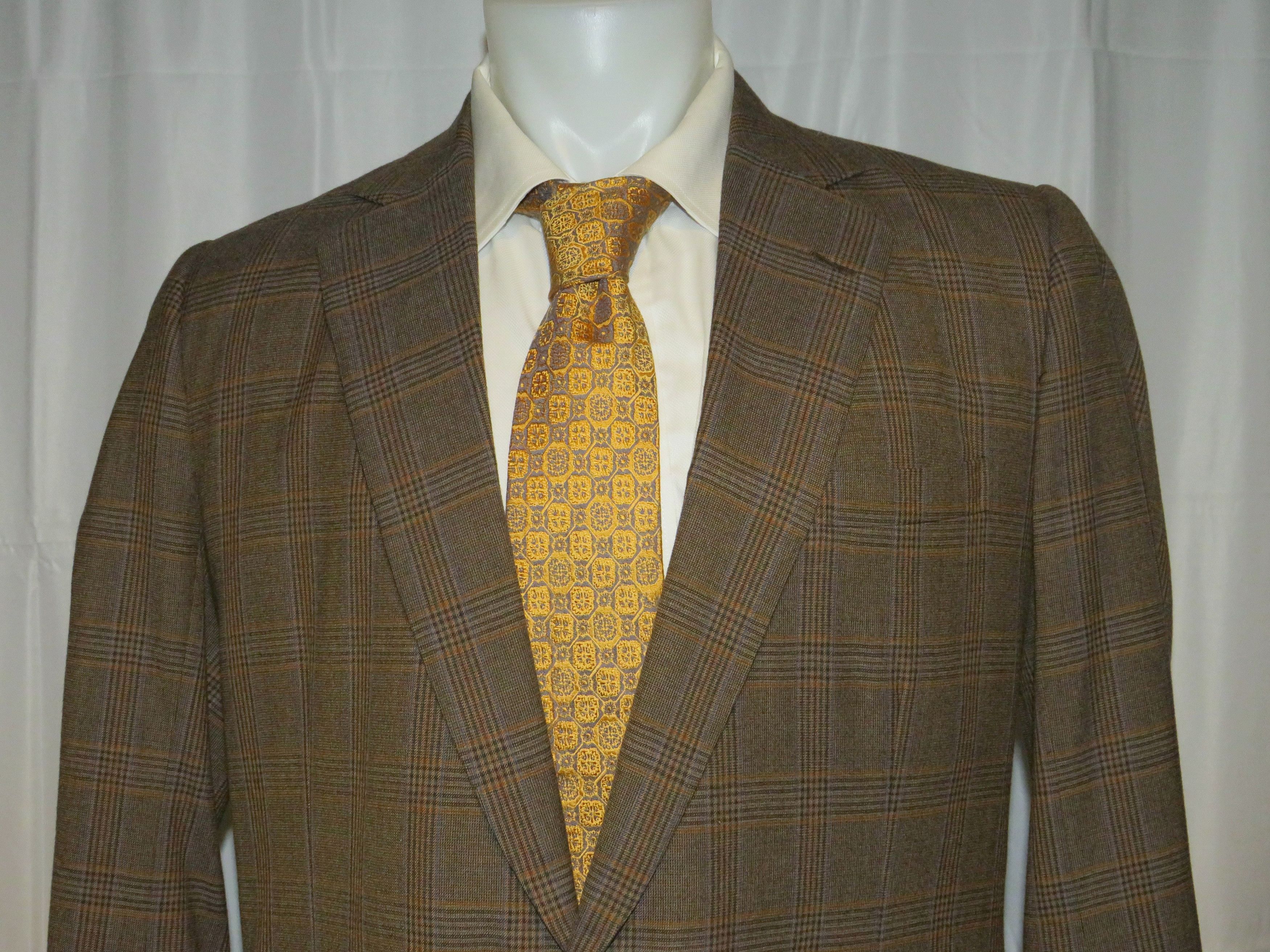 Henry Poole × Savile Row Brown Plaid Bespoke Two Button Sport Coat 40XL Size 40L - 2 Thumbnail