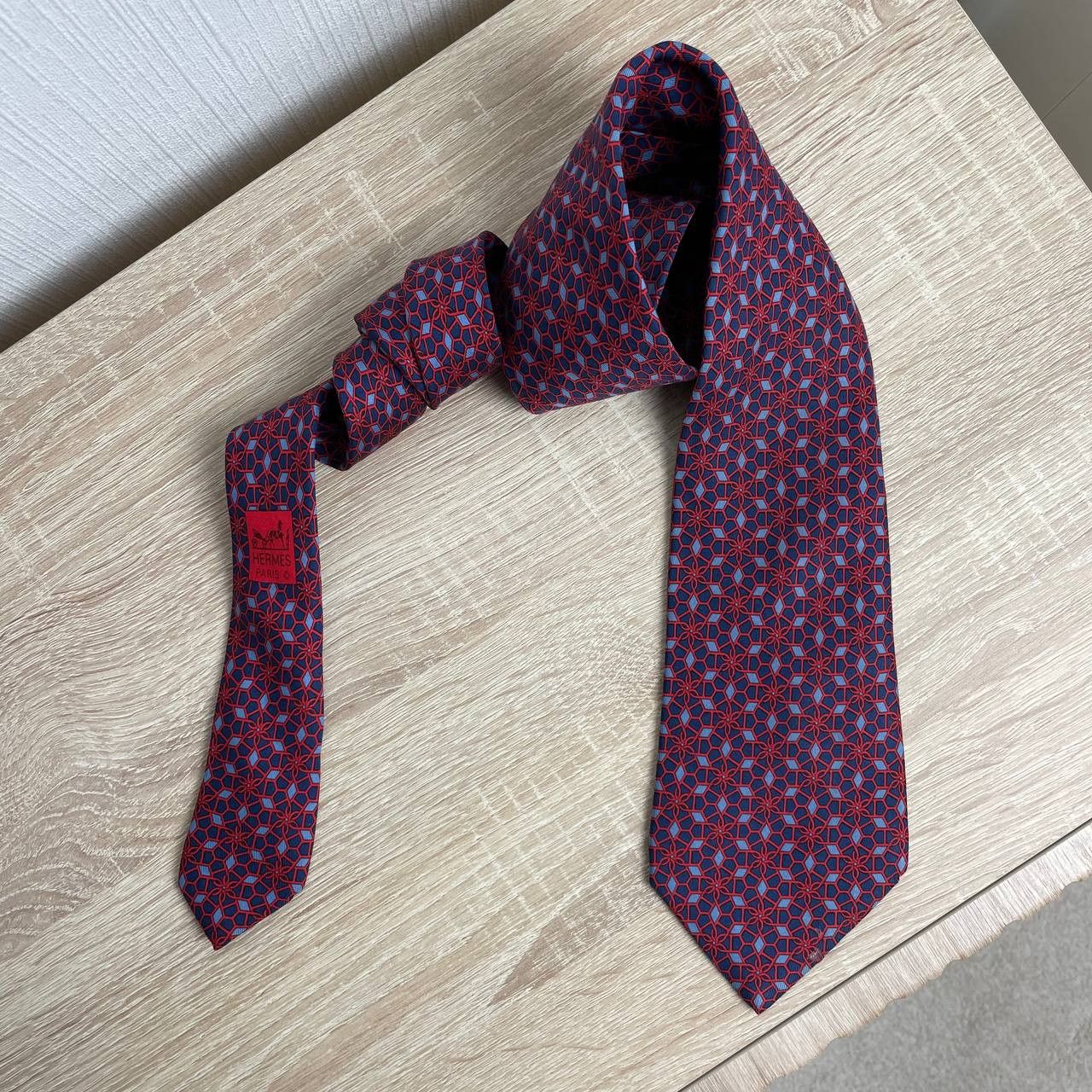 Hermes Hermes Paris Silk Tie 5082 PA Geometry Blue Size ONE SIZE - 2 Thumbnail