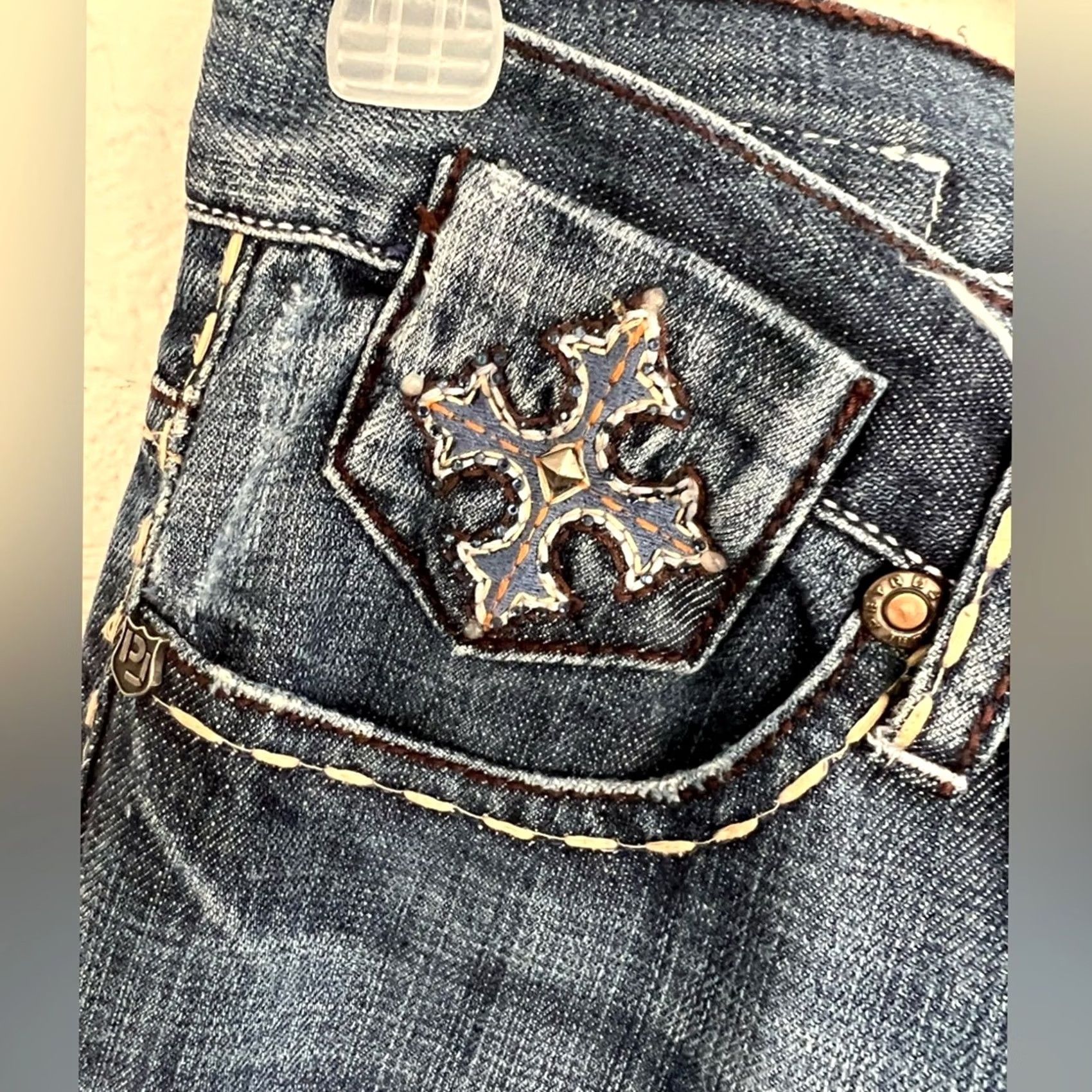 Denime Petrol Women’s Jeans Bootcut 8 Medium Wash 29X34 Embroided Denim Pants Blue Jeans Womens Bootscut 8 Regular Stretch Jogger? Size 30" / US 8 / IT 44 - 5 Thumbnail