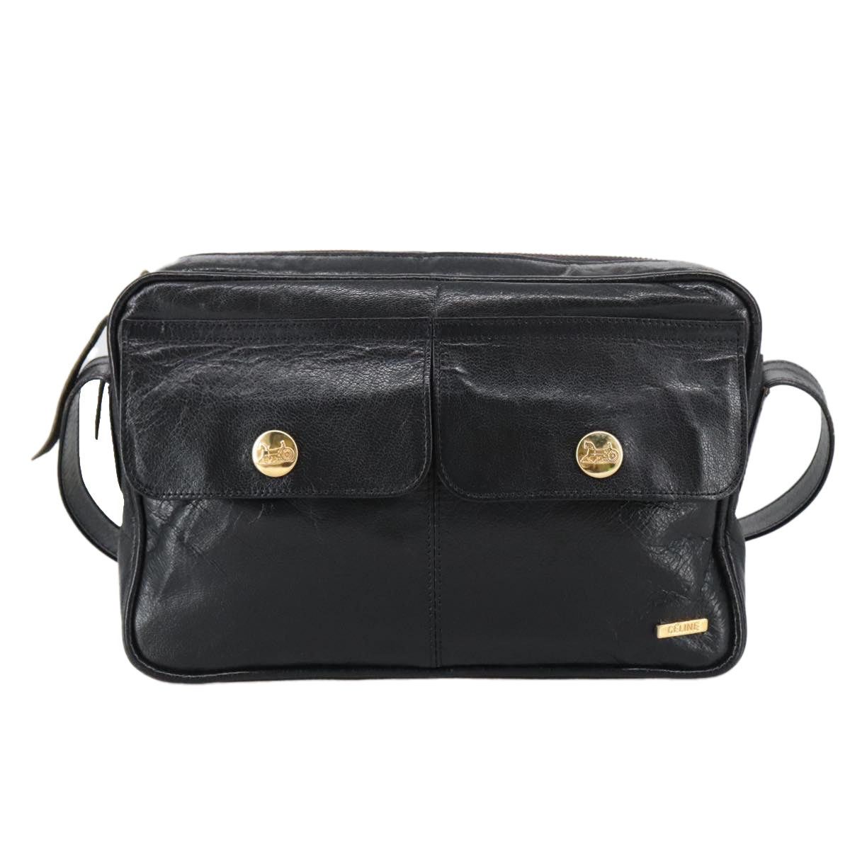 Celine CELINE Shoulder Bag Leather Black Gold Size ONE SIZE - 13 Thumbnail