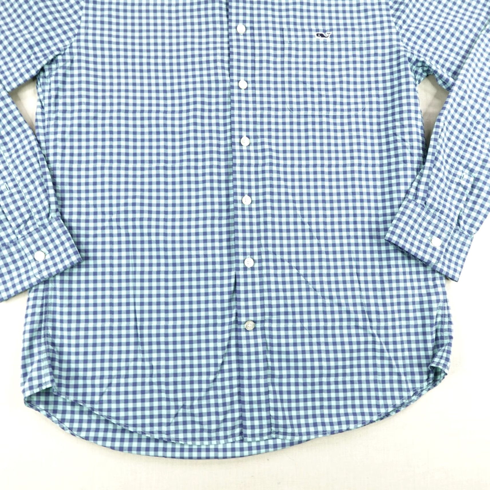Vineyard Vines Vineyard Vines Shirt Men's Medium Blue Gingham Slim Fit Long Sleeve Nylon Button-Down Size US M / EU 48-50 / 2 - 4 Thumbnail