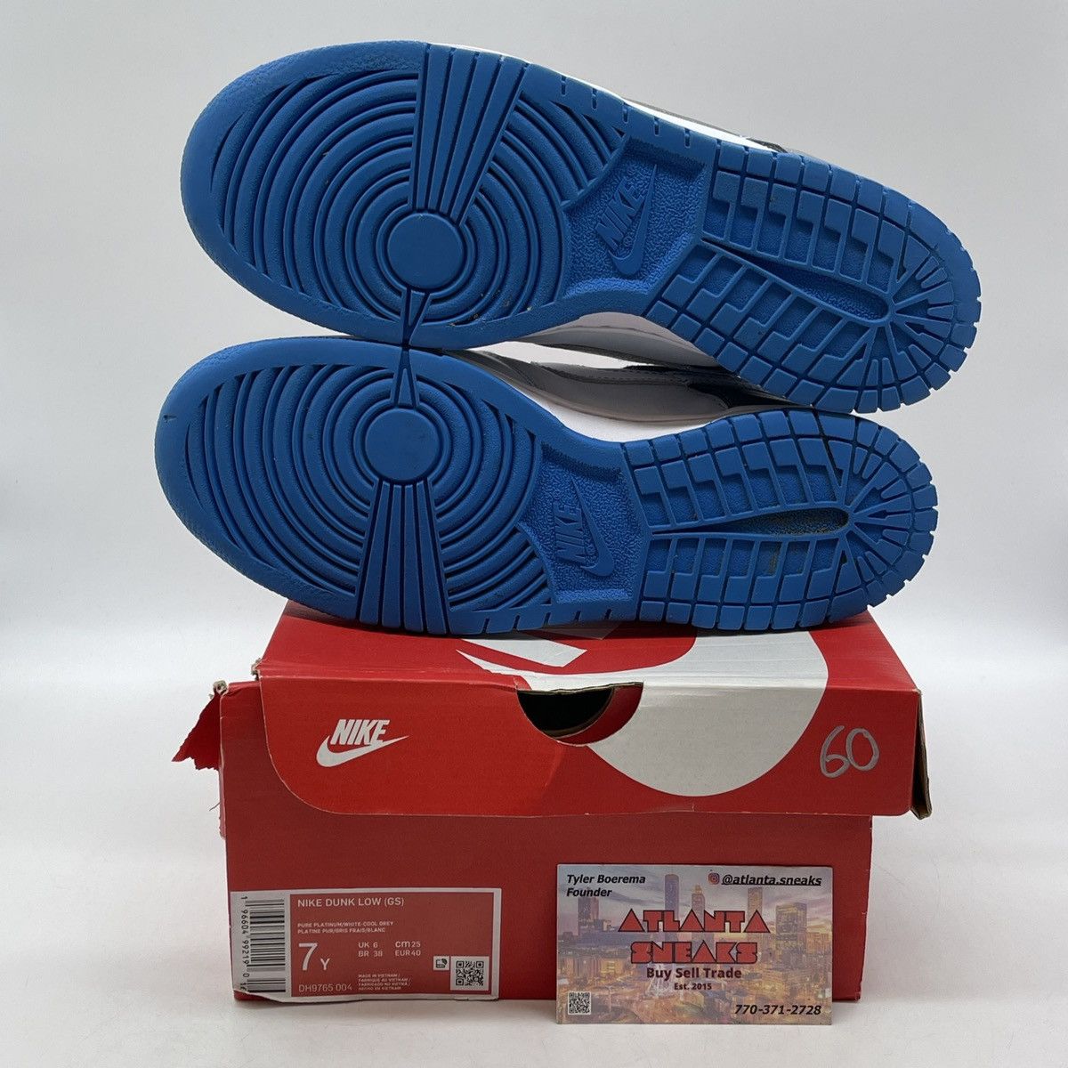 Nike Dunk low gs pure platinum photo blue Size US 7 / EU 40 - 7 Thumbnail
