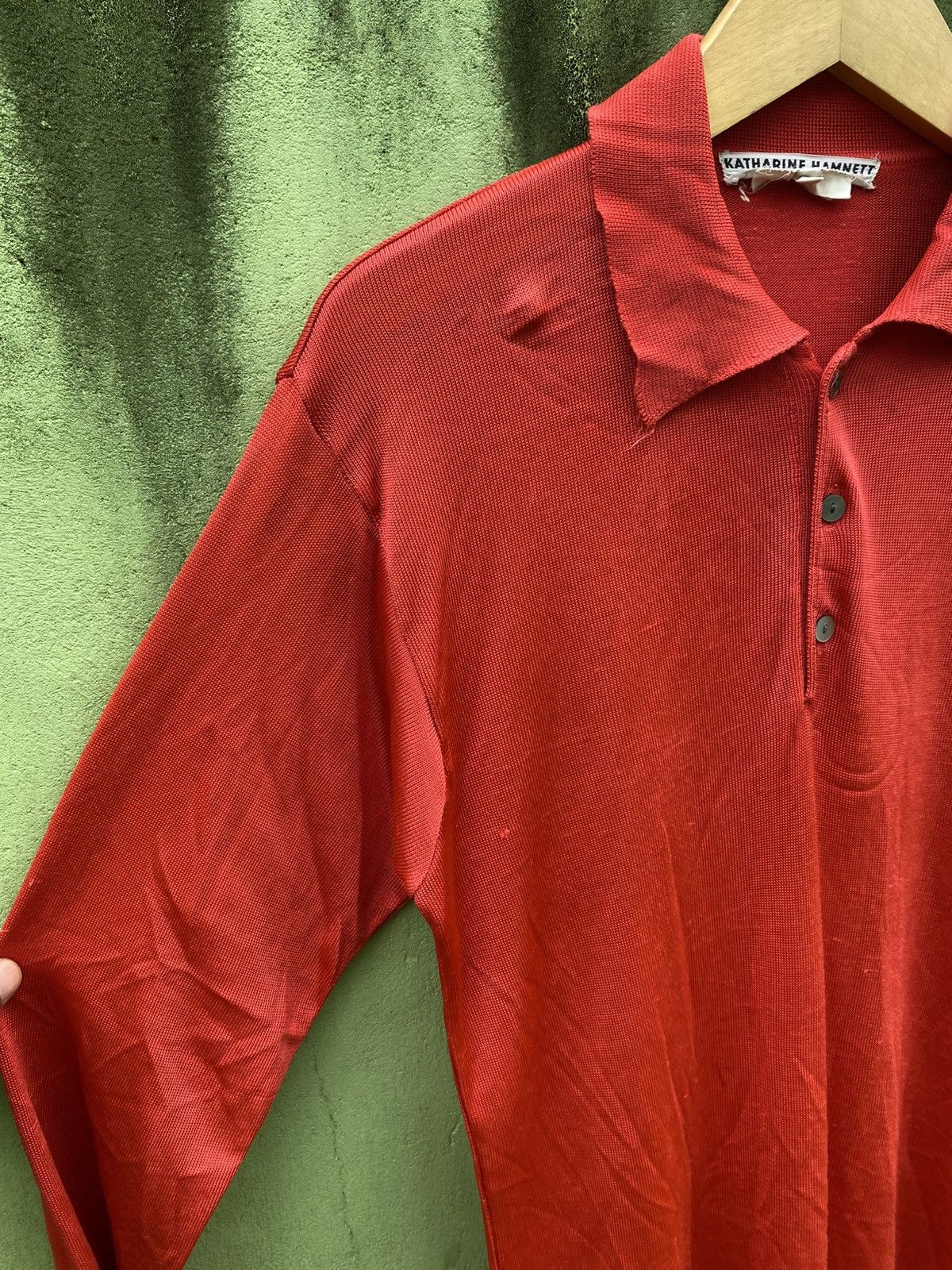 Katharine Hamnett London Katharine Hamnett London Red Buttoned Polo Minimalist Style Size US L / EU 52-54 / 3 - 3 Thumbnail