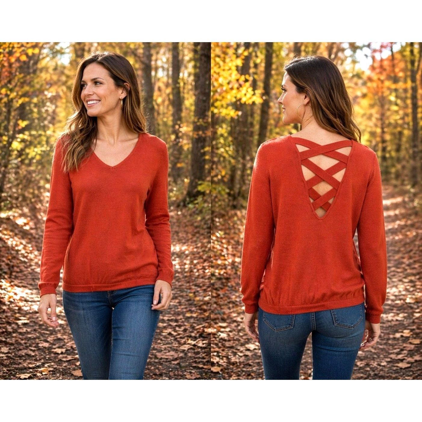 Other Love Ellie Mia Back Detail Sweater - Burnt Orange - size L Size L / US 10 / IT 46 - 1 Thumbnail