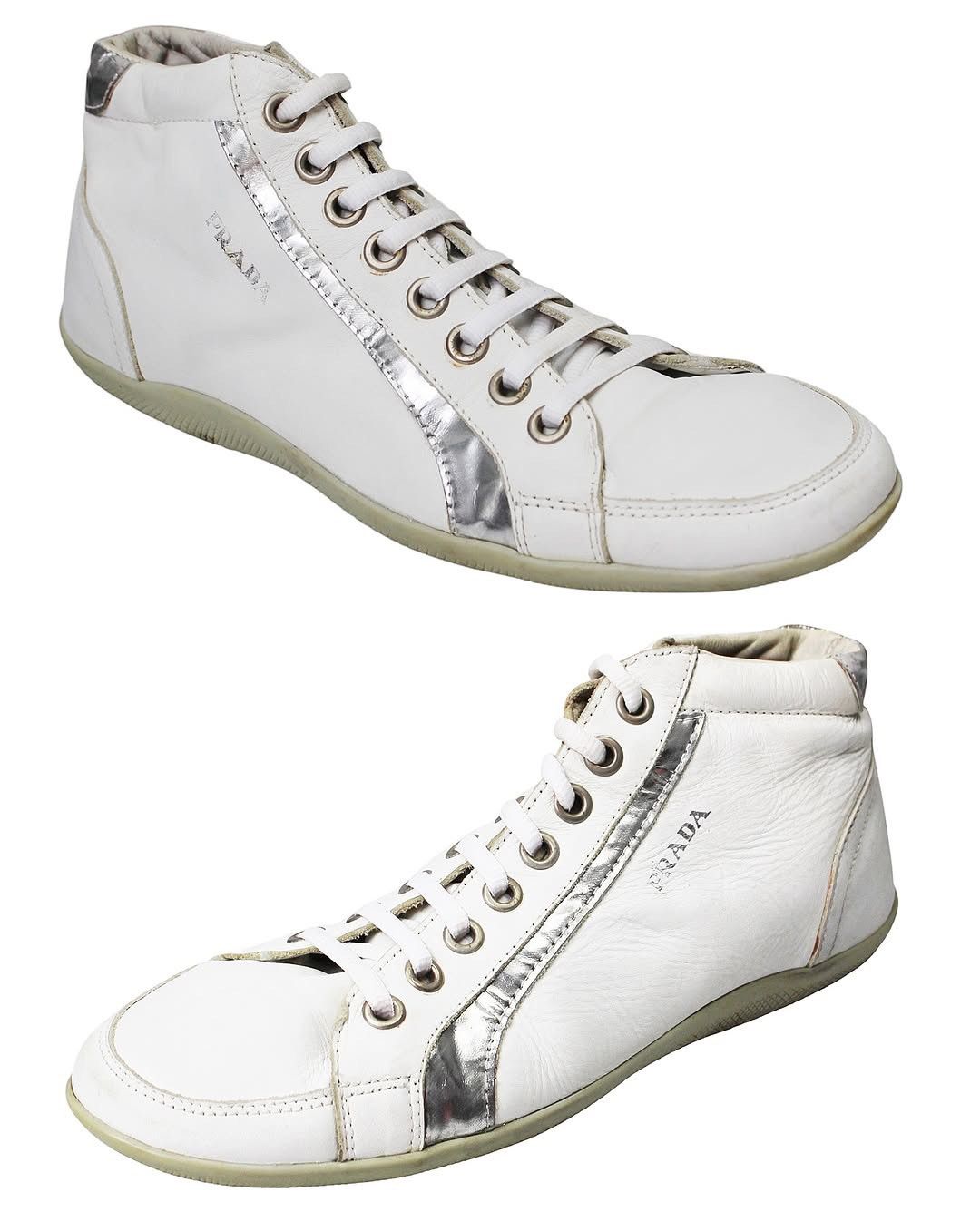 Prada 2000S PRADA LINEA ROSSA WHITE MID-TOP SNEAKERS Size US 8 / EU 41 - 4 Thumbnail