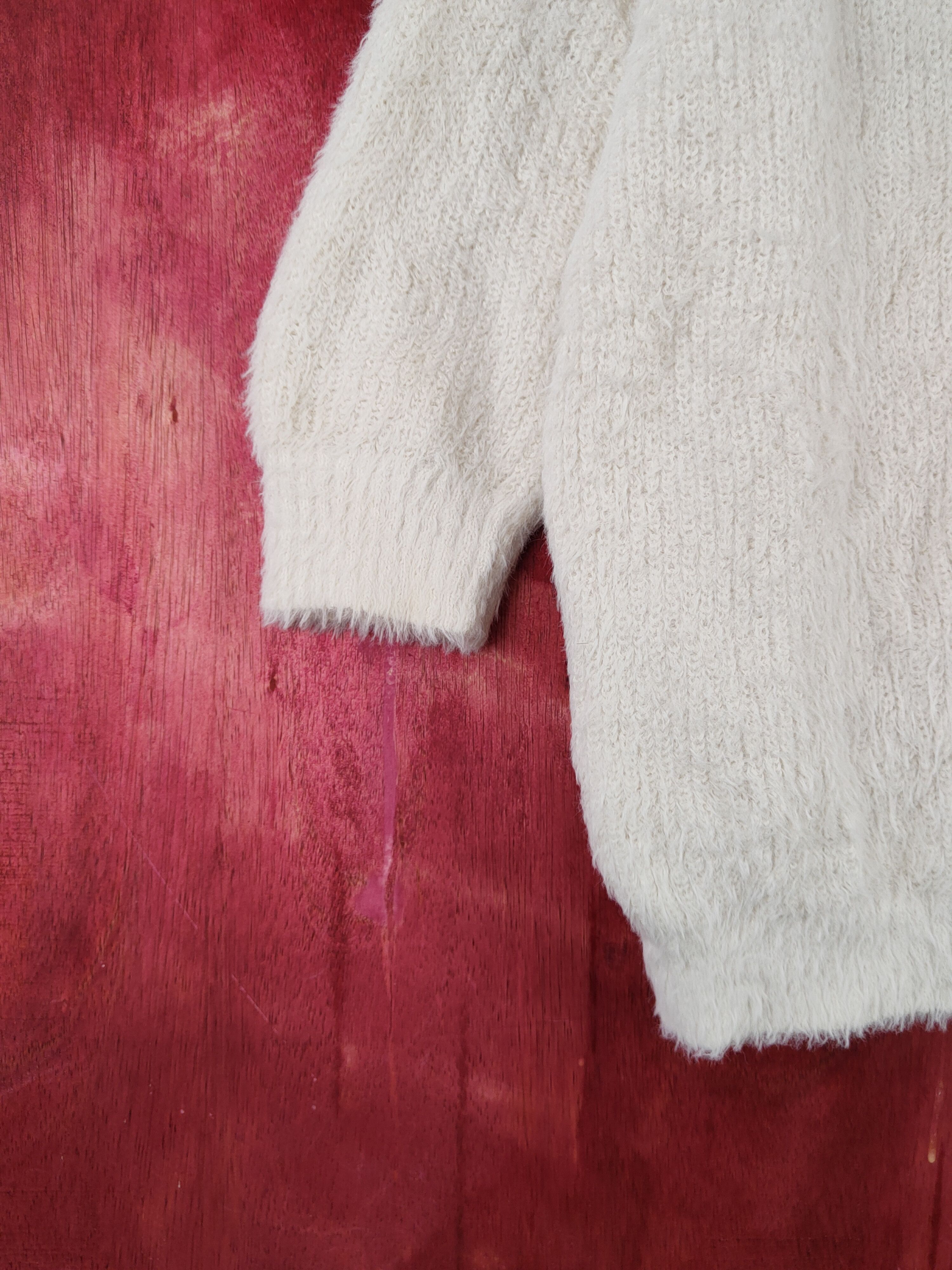 GU GU Ivory Shag Shaggy Fur Mohair Knitwear #S2003 Size L / US 10 / IT 46 - 4 Thumbnail