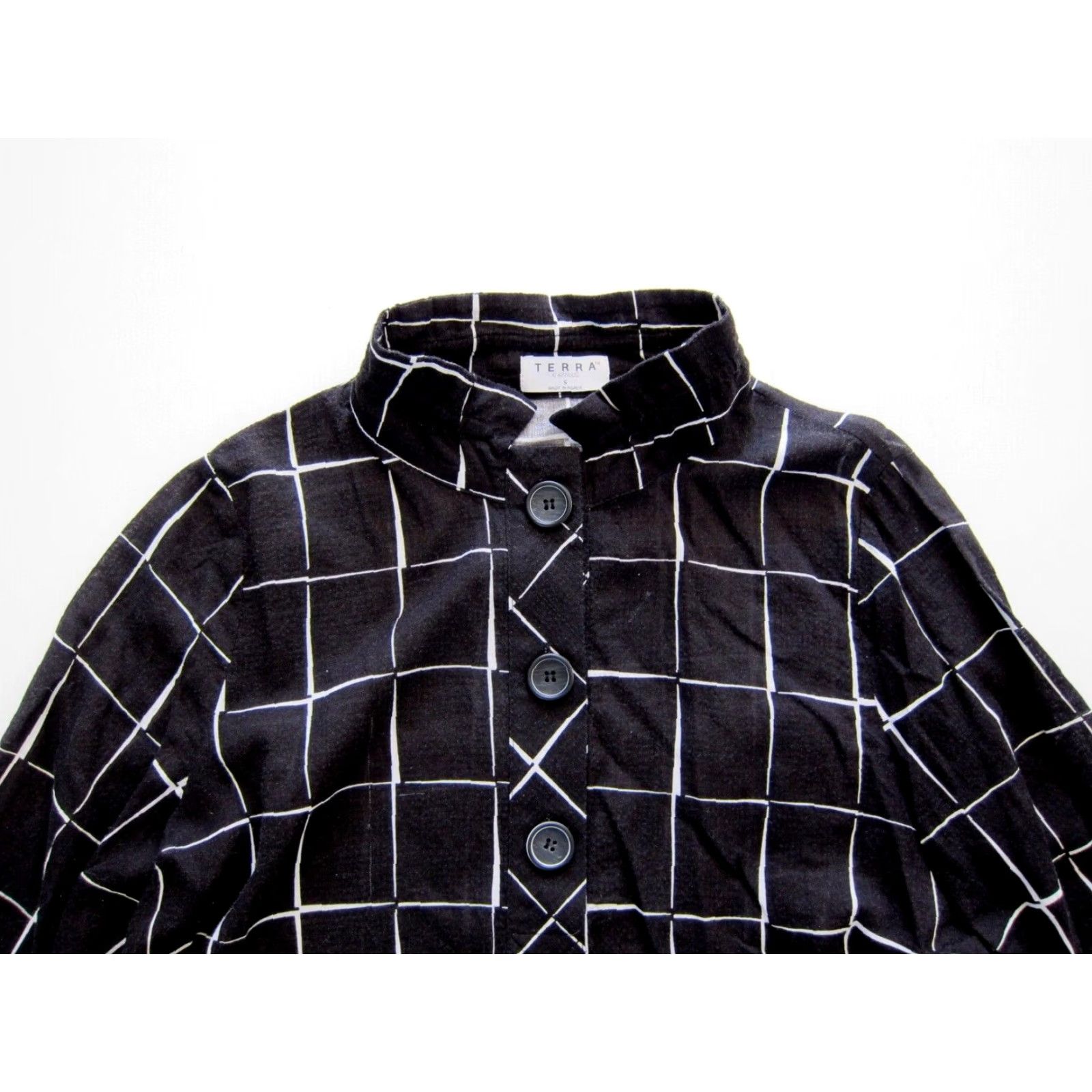 Vintage Terra SJ Apparel Blouse 3/4 Sleeve Mock Neck Pocket Plaid Cotton Small Women Size S / US 4 / IT 40 - 4 Thumbnail