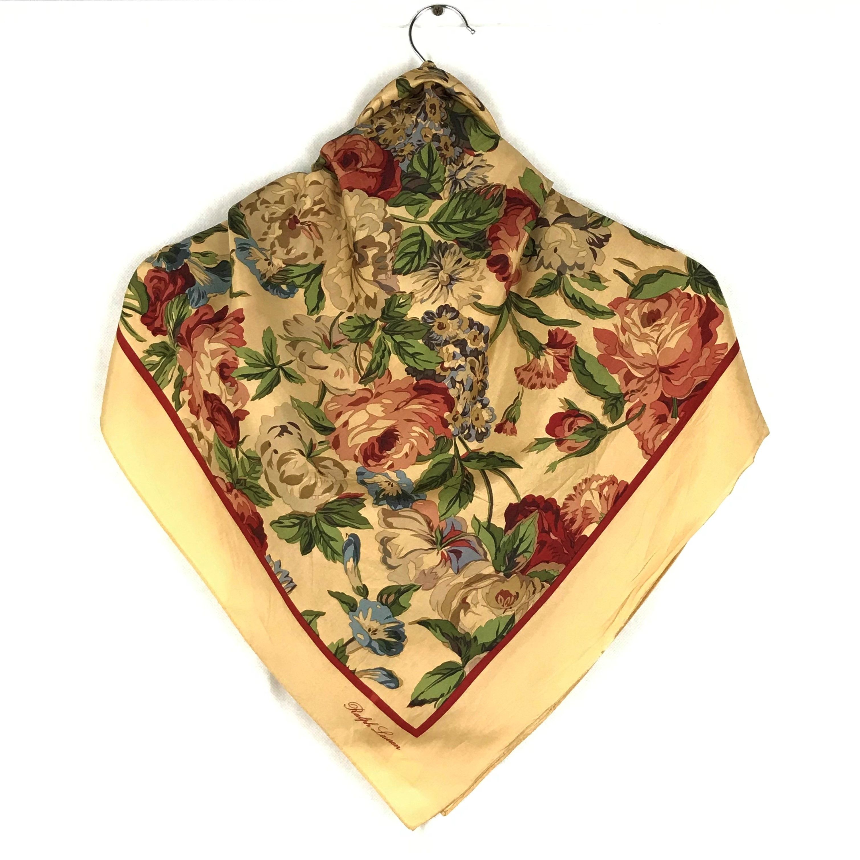 Ralph Lauren RL602 Vintage Ralph Lauren Silk Scarf Shawl Designer Scarf Size ONE SIZE - 3 Thumbnail