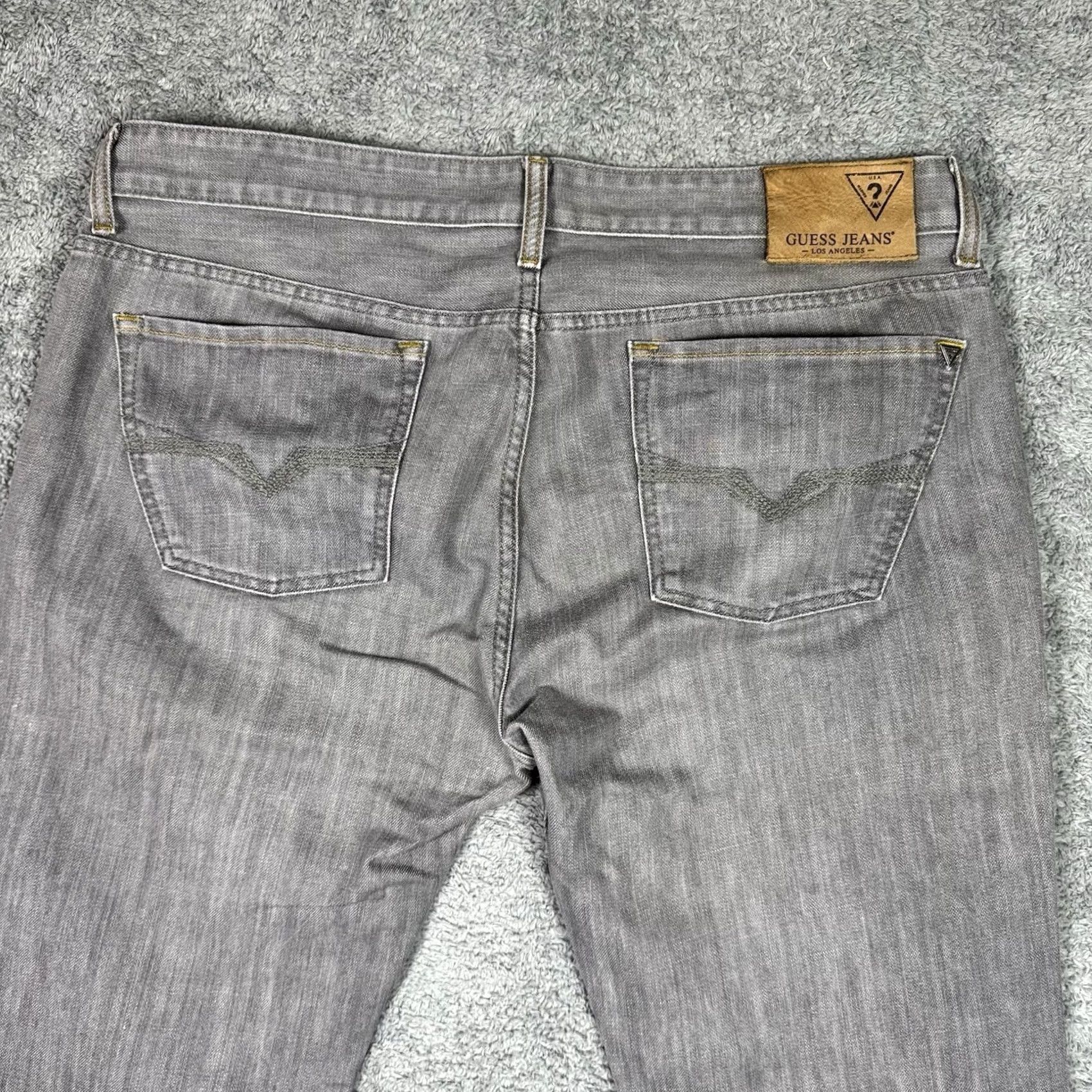 Guess VINTAGE GUESS Jeans Mens 38 Gray Lincoln 38x30 Premium Slim Straight Y2K Grunge 90s Raw Wash Size US 38 / EU 54 - 5 Thumbnail