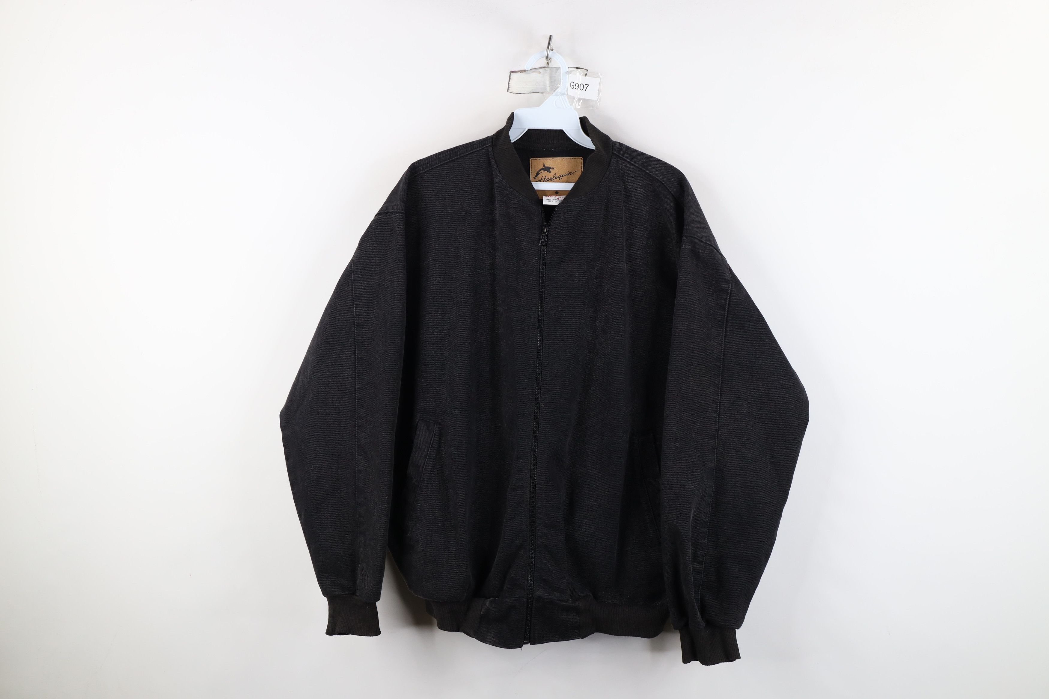 Vintage Vintage 90s Streetwear Nature Wolf Denim Bomber Jacket Black Size US S / EU 44-46 / 1 - 2 Thumbnail