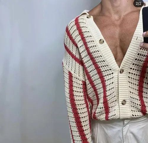 Knit Striped Jacquard Cardigan