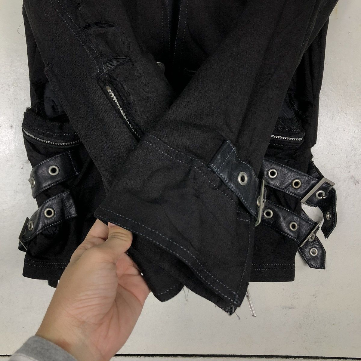 Vintage 🔥ULTIMATE BLACK BIKER CROPPED JACKET PUNK ALGON QUINS JAPAN Size S / US 4 / IT 40 - 17 Thumbnail