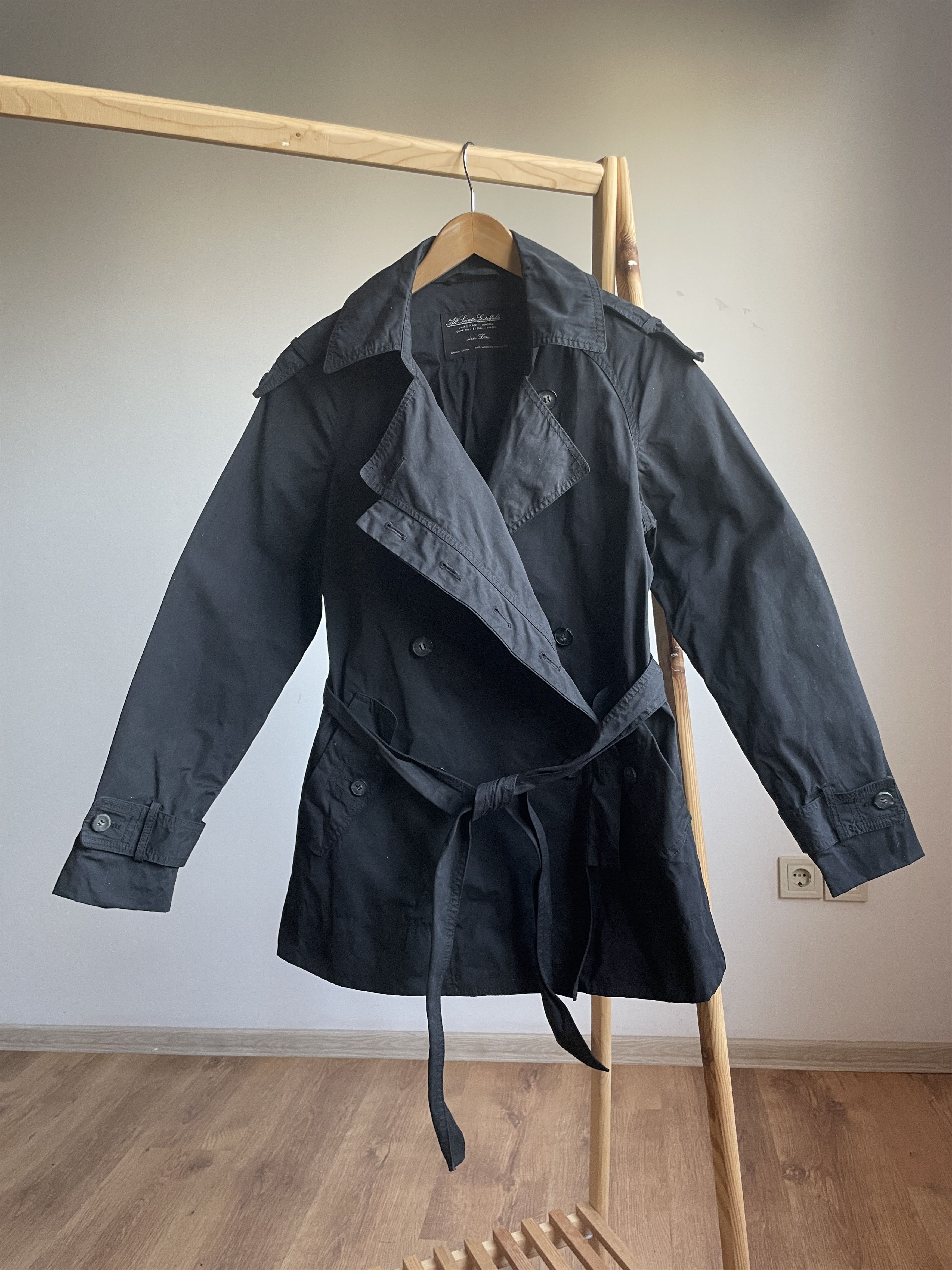 Allsaints Allsaints Womens Sherlock Nylon Double Breasted Trench Coat Size M / US 6-8 / IT 42-44 - 1 Thumbnail