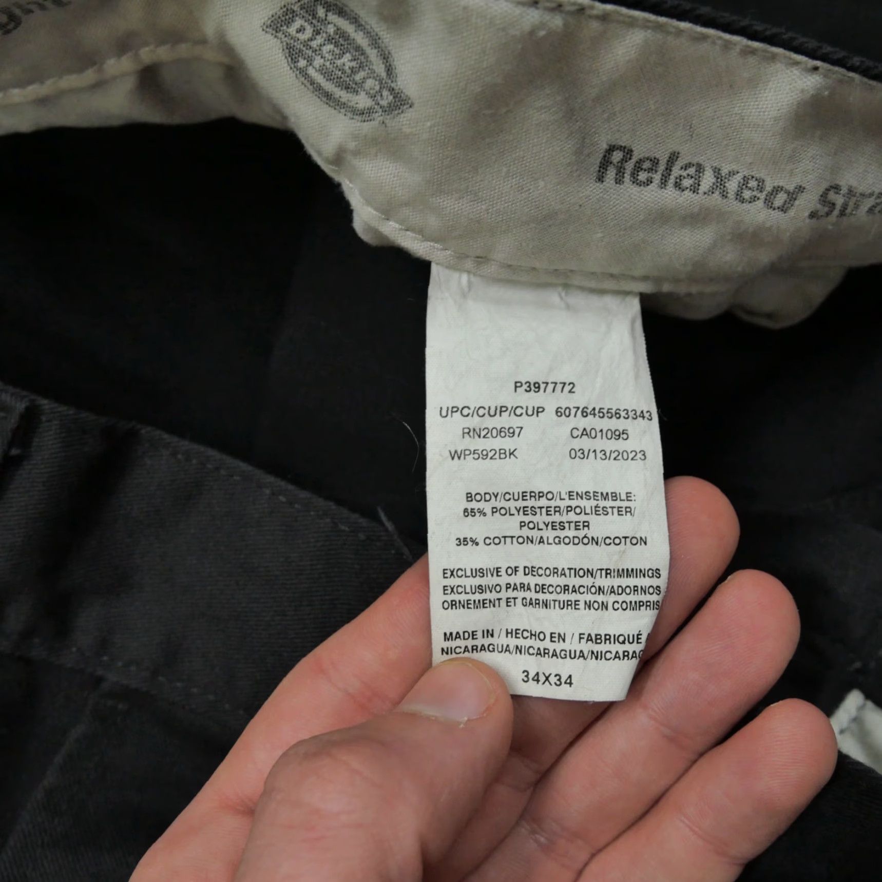 Dickies Dickies Pants Mens 34x34 Black Cargo Chino Relaxed Straight Workwear Size US 34 / EU 50 - 5 Thumbnail