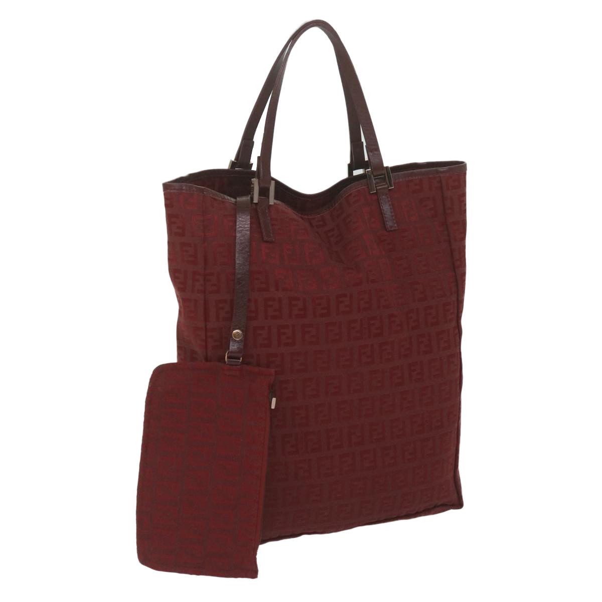image of Fendi Zucchino Canvas Hand Bag Red Auth 62237, Women's