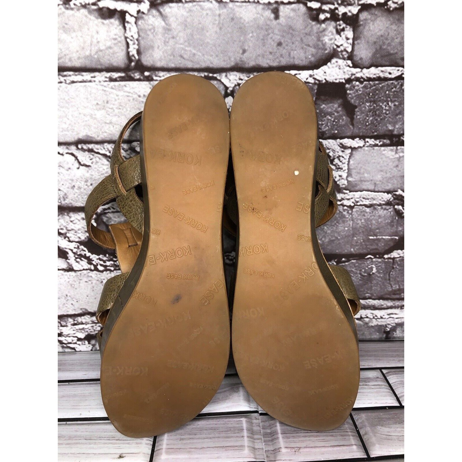 Other Kork-Ease Olive Green Leather Platform Wedge Ankle Strap San Size US 6 / IT 36 - 6 Thumbnail