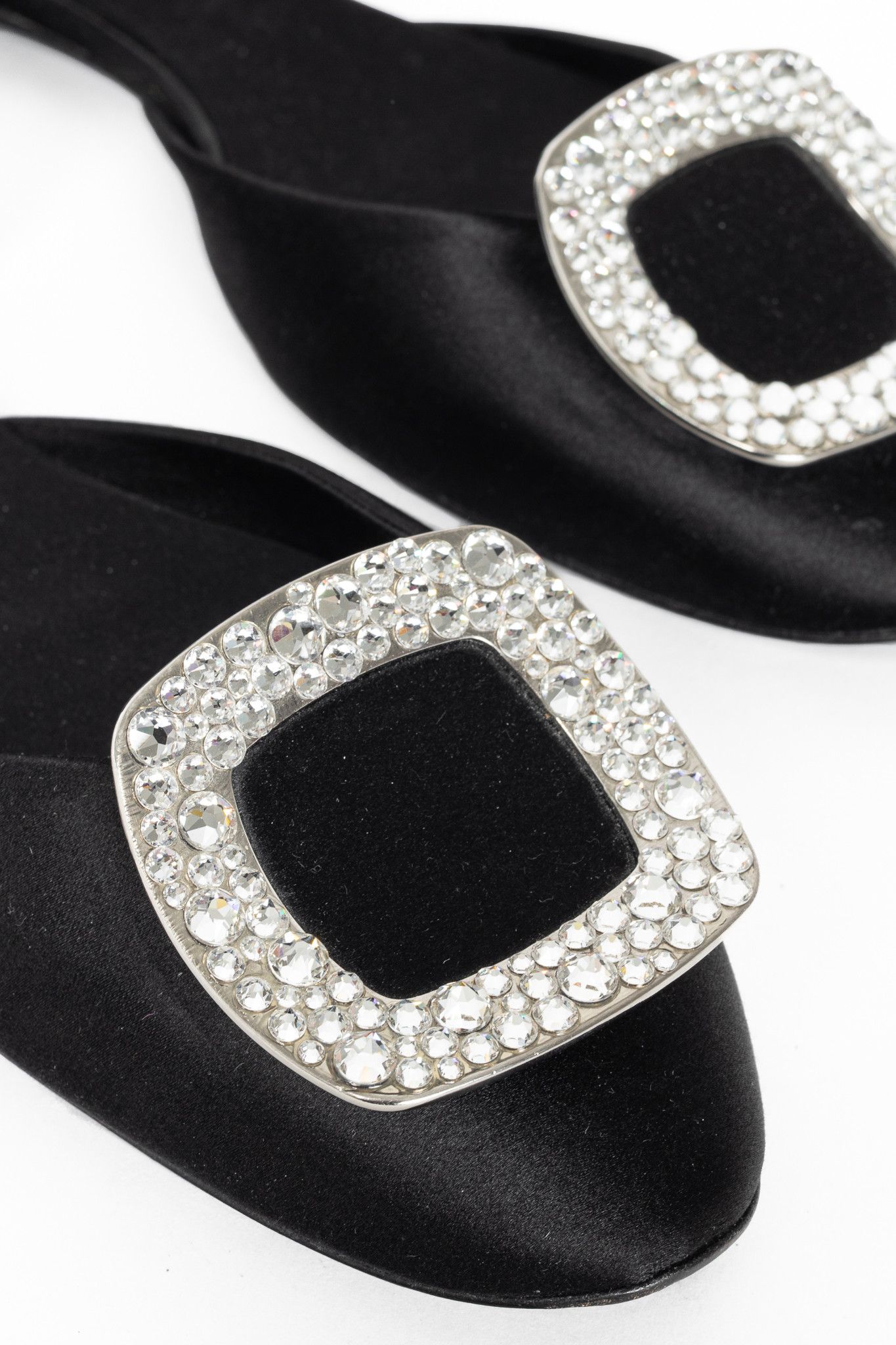 Roger Vivier Roger Vivier Chips Black Silk Strass-Buckle Flats Size US 9 / IT 39 - 8 Thumbnail