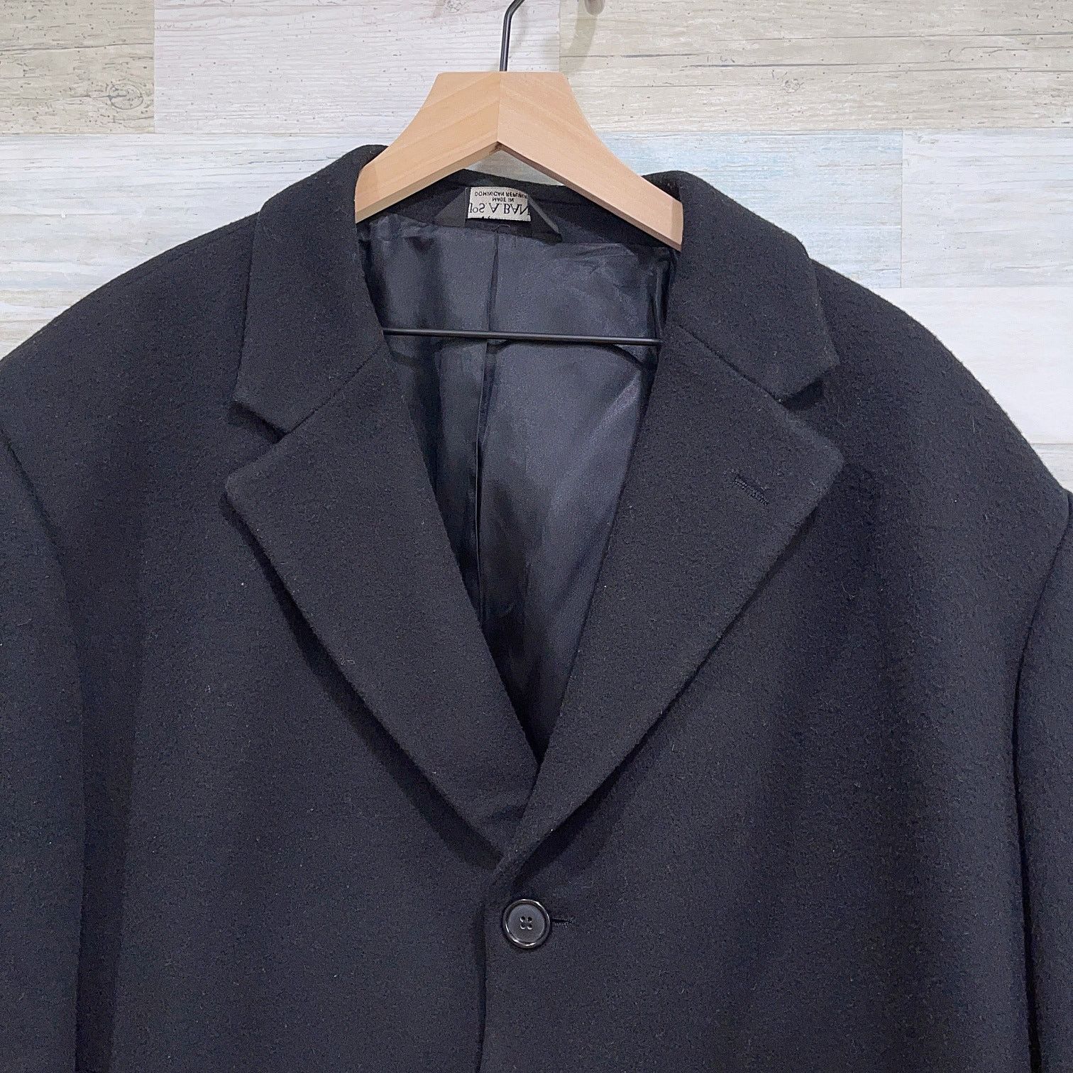 Jos. A. Bank Jos A Bank Wool Flannel Long Overcoat Black Mens 46R Size US XL / EU 56 / 4 - 2 Thumbnail