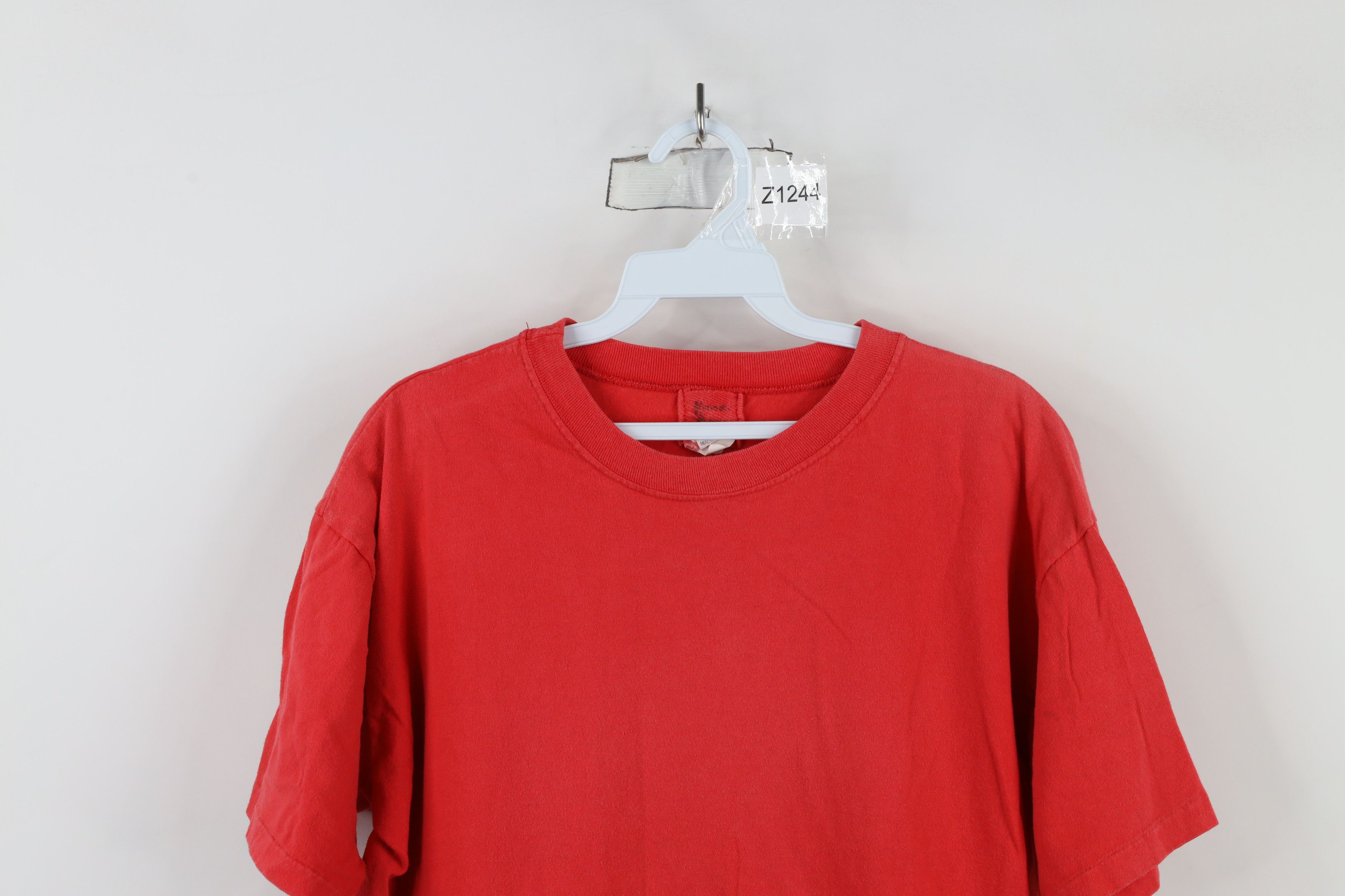 Vintage Vintage 90s Streetwear Blank Short Sleeve T-Shirt USA Red Size US M / EU 48-50 / 2 - 2 Thumbnail