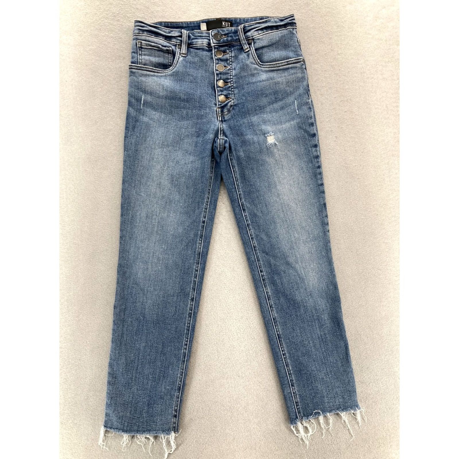 Vintage VINTAGE Kut From The Kloth Jeans Womens 4 Rachael High Rise Fab Ab Mom Distressed Blue Size 27" / US 4 / IT 40 - 2 Thumbnail