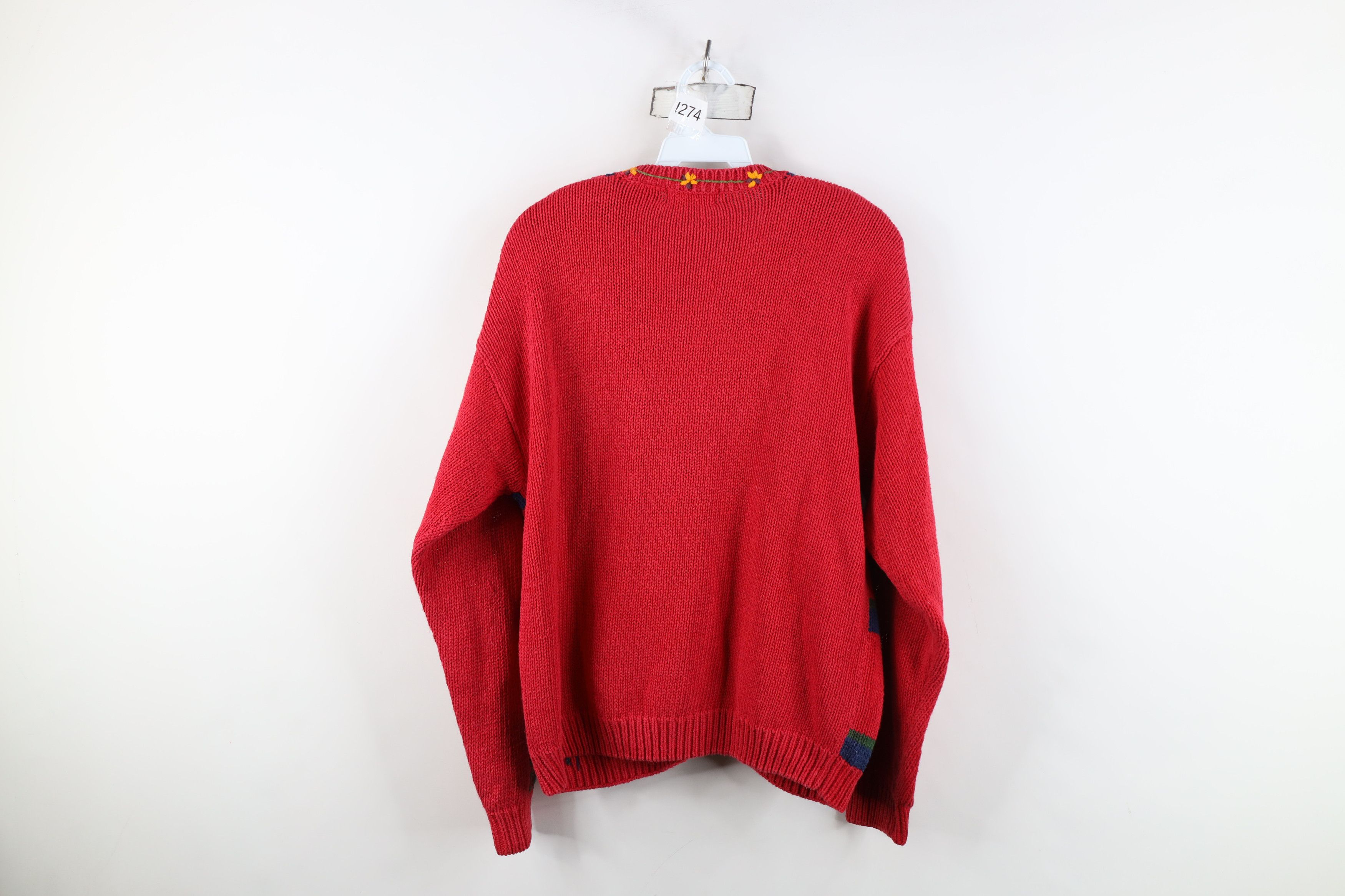 Vintage Vintage 90s Streetwear Embroidered Knit Cardigan Sweater Size L / US 10 / IT 46 - 12 Thumbnail