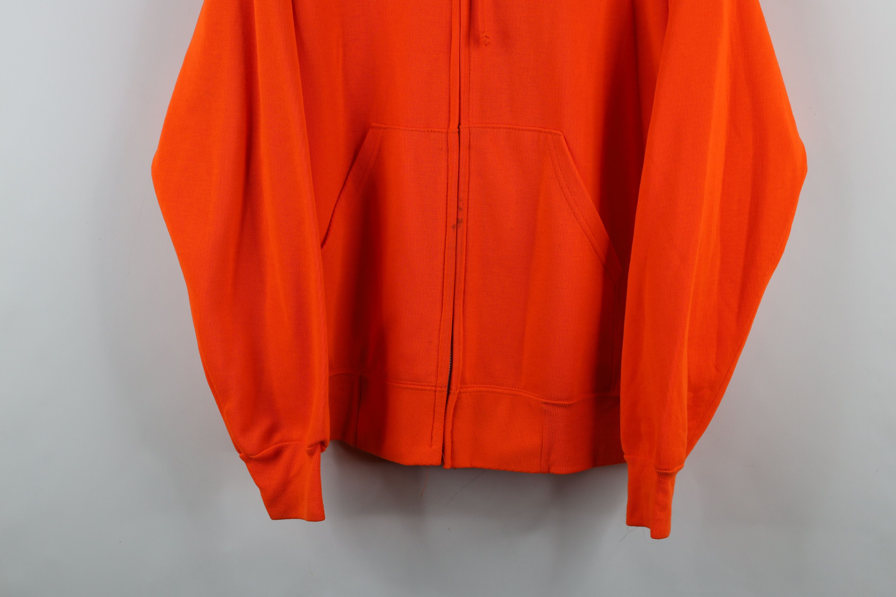 Vintage Vintage 70s 80s Streetwear Blank Zip Hoodie Blaze Orange USA Size US L / EU 52-54 / 3 - 3 Thumbnail