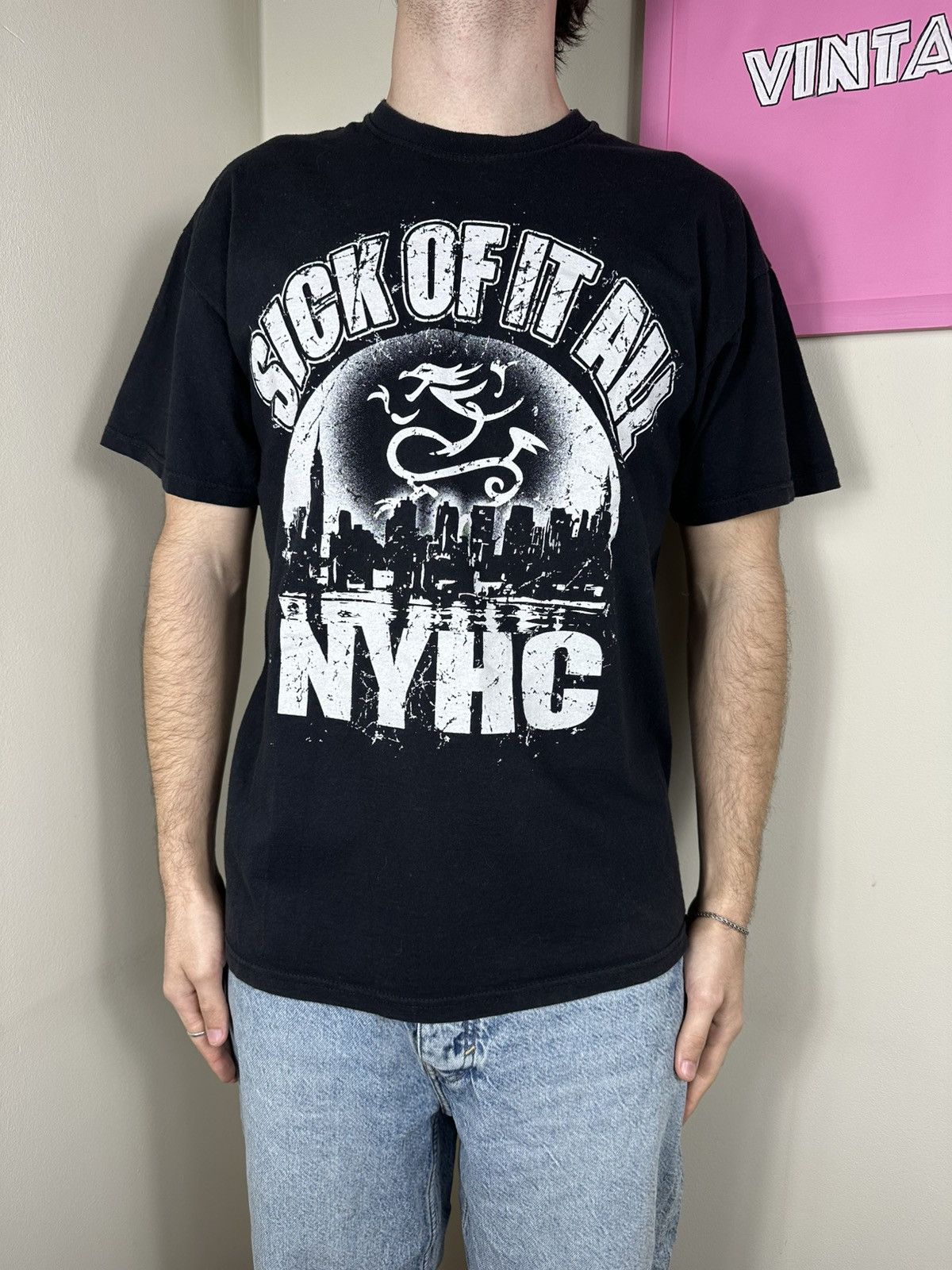 Fruit Of The Loom Sick Of It All NYHC Vintage T Shirt Size US L / EU 52-54 / 3 - 1 Thumbnail