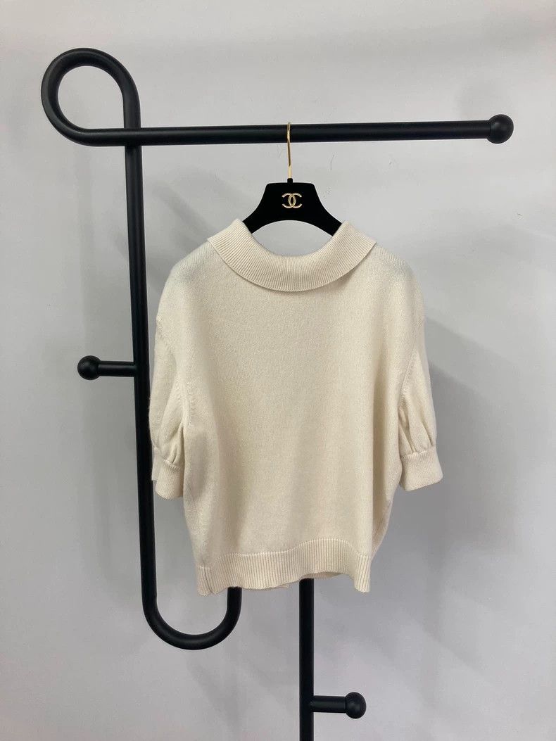 Chanel Chanel White doll collar cashmere sweater Size XS / US 0-2 / IT 36-38 - 1 Thumbnail