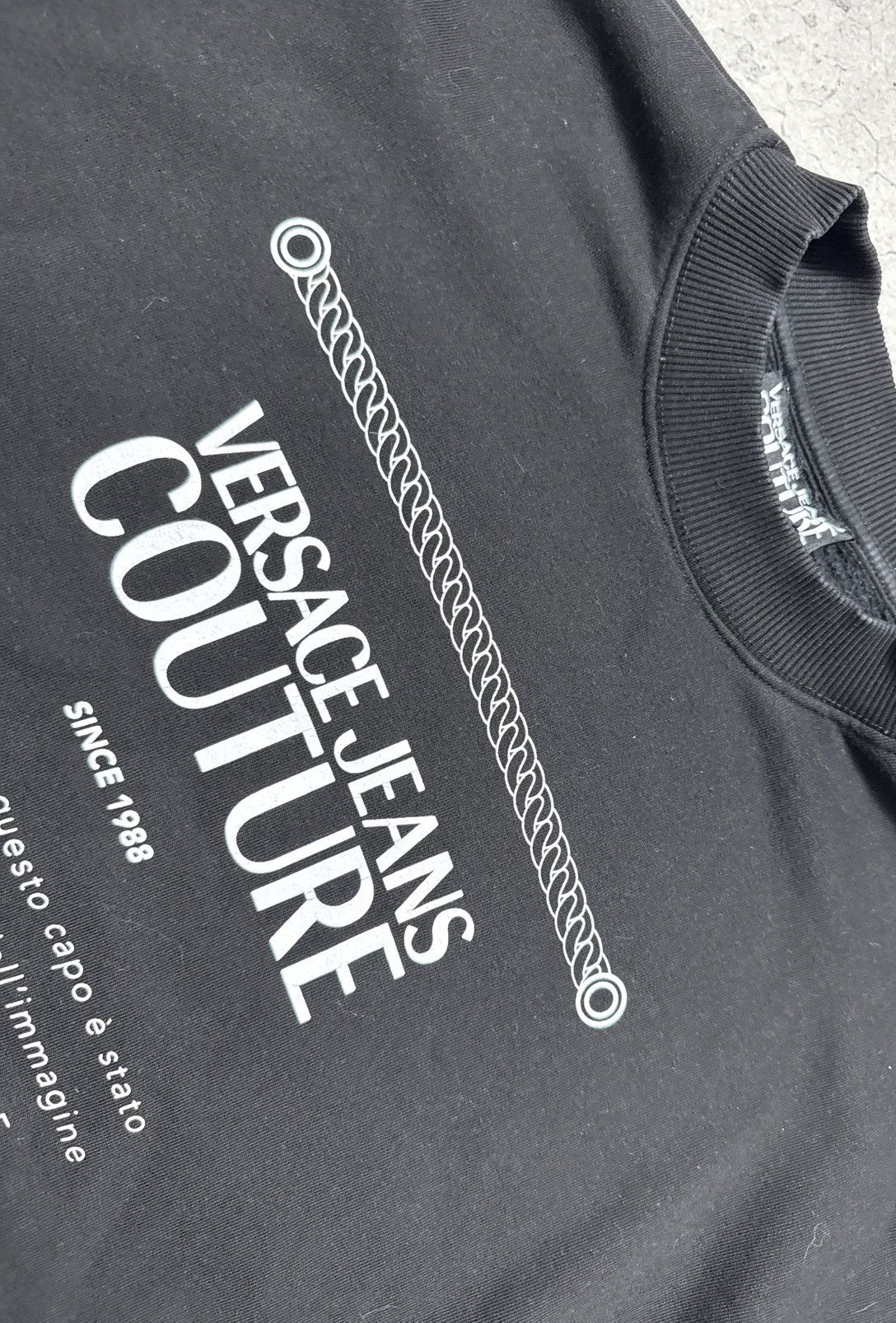 Versace Jeans Couture Versace Jeans Couture Black Big Logo Sweatshirt Size XL Size US XL / EU 56 / 4 - 6 Thumbnail