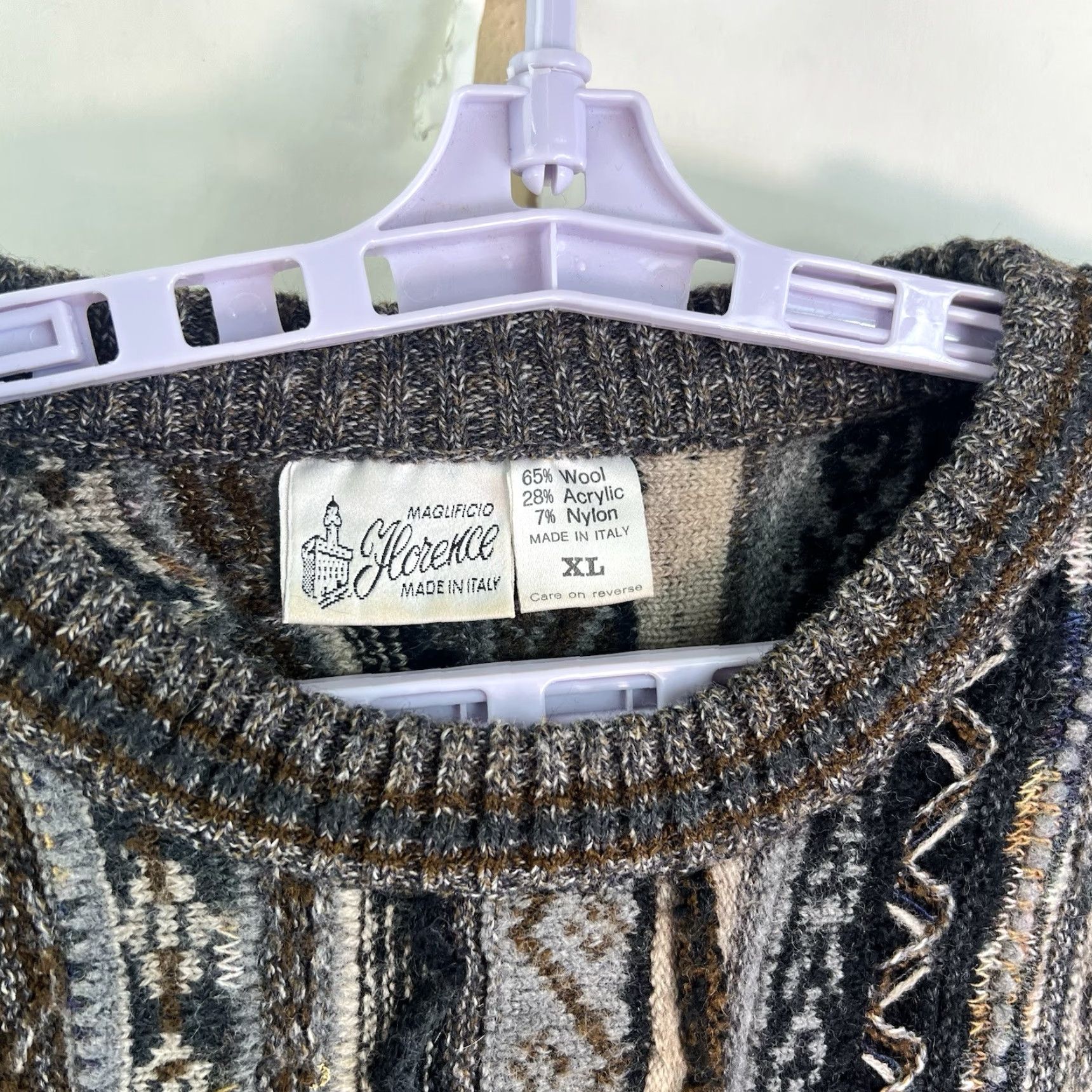 Vintage VINTAGE Florence Wool Blend Sweater Men XL Striped Chunky Knit 90s Italian Fall Winter Size US XL / EU 56 / 4 - 4 Thumbnail