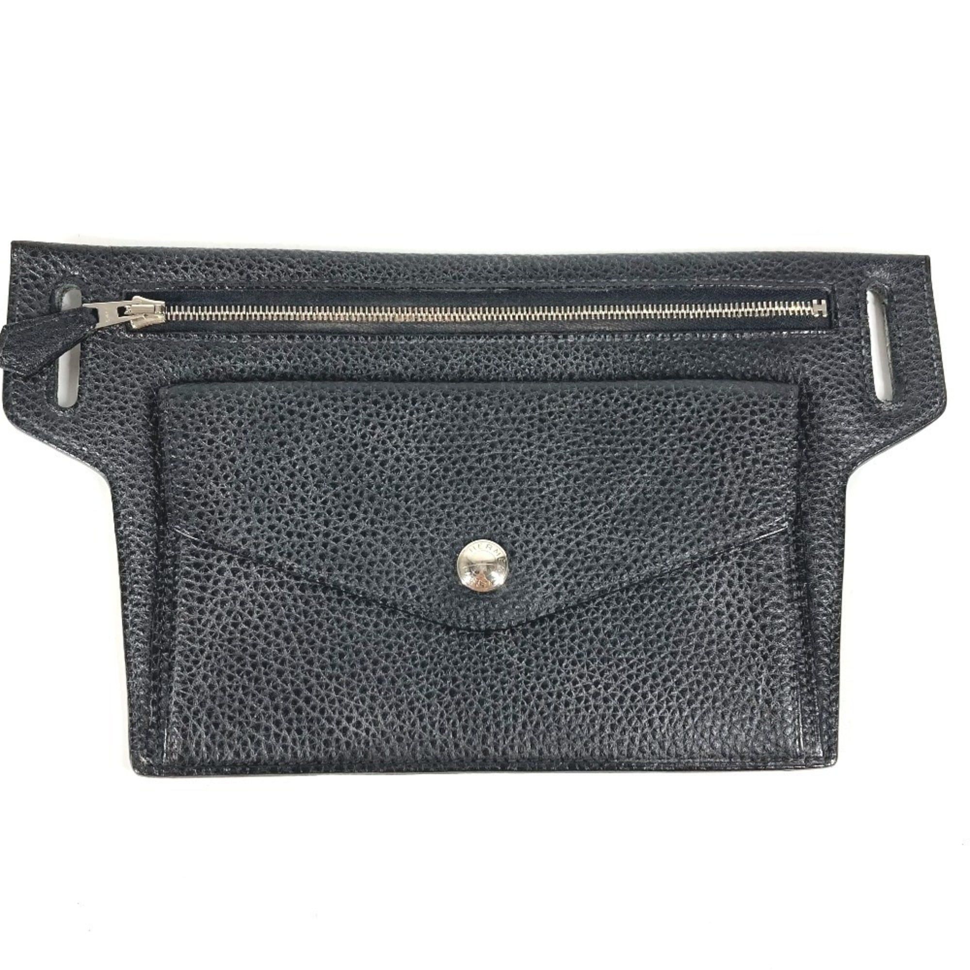 HERMES Belt Bag Waist Pouch Only Crossbody Pouch Leather Men's Women's Black