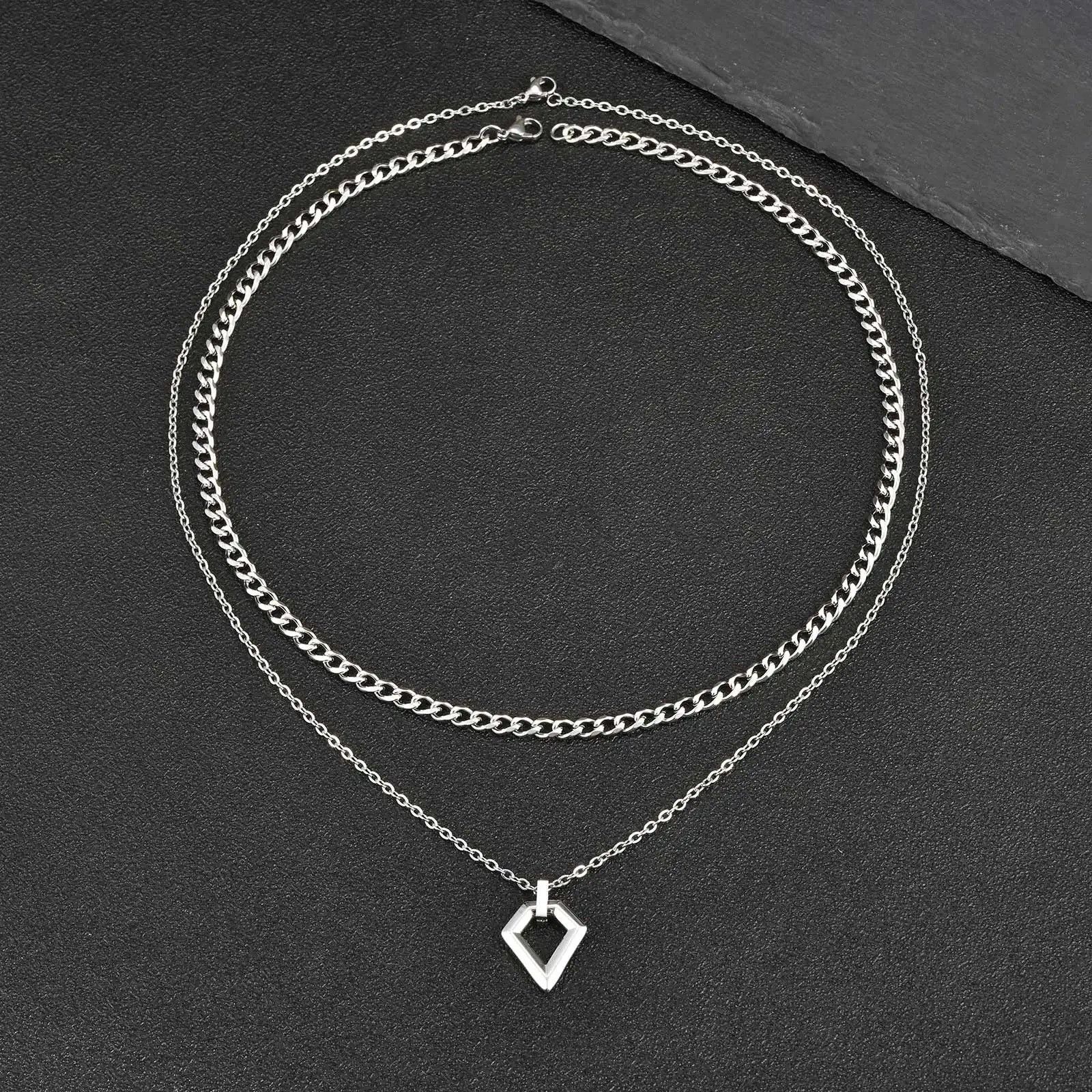 Jewelry Geometry Pendant Necklace Set (2pcs) Size ONE SIZE - 1 Thumbnail