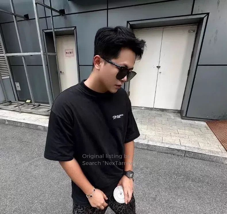Balenciaga Balenciaga Black Logo Letter Embroidered Round Neck Short Size US S / EU 44-46 / 1 - 8 Thumbnail