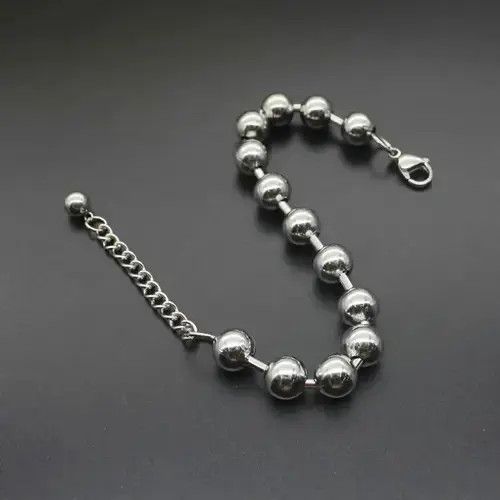Jewelry Ball Chain Bracelet 2000s Chrome Y2K Punk Skater Grunge Size ONE SIZE - 4 Thumbnail